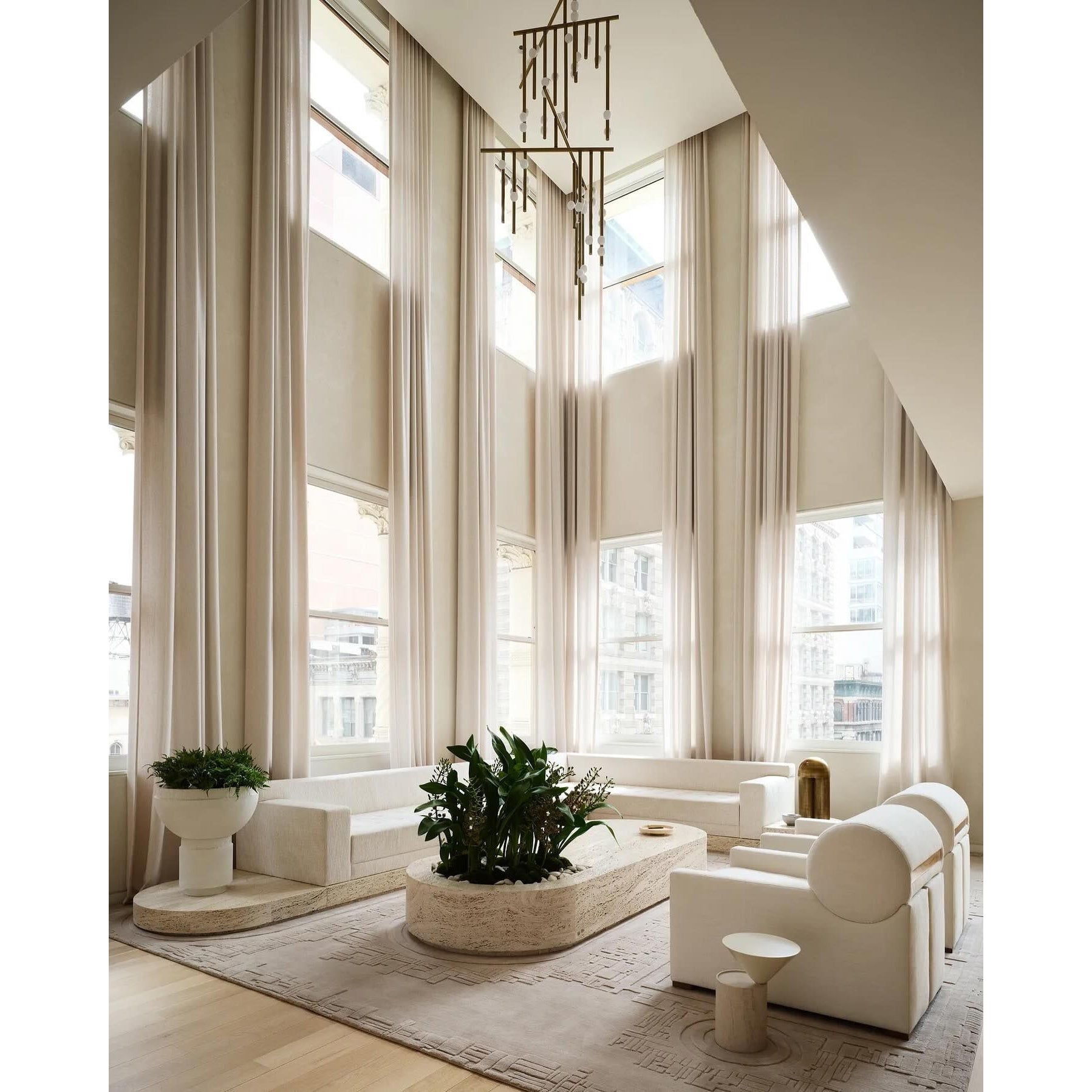 Orbis Modern Minimalist Drop System Antique Glass Chandelier - Lamp Copper