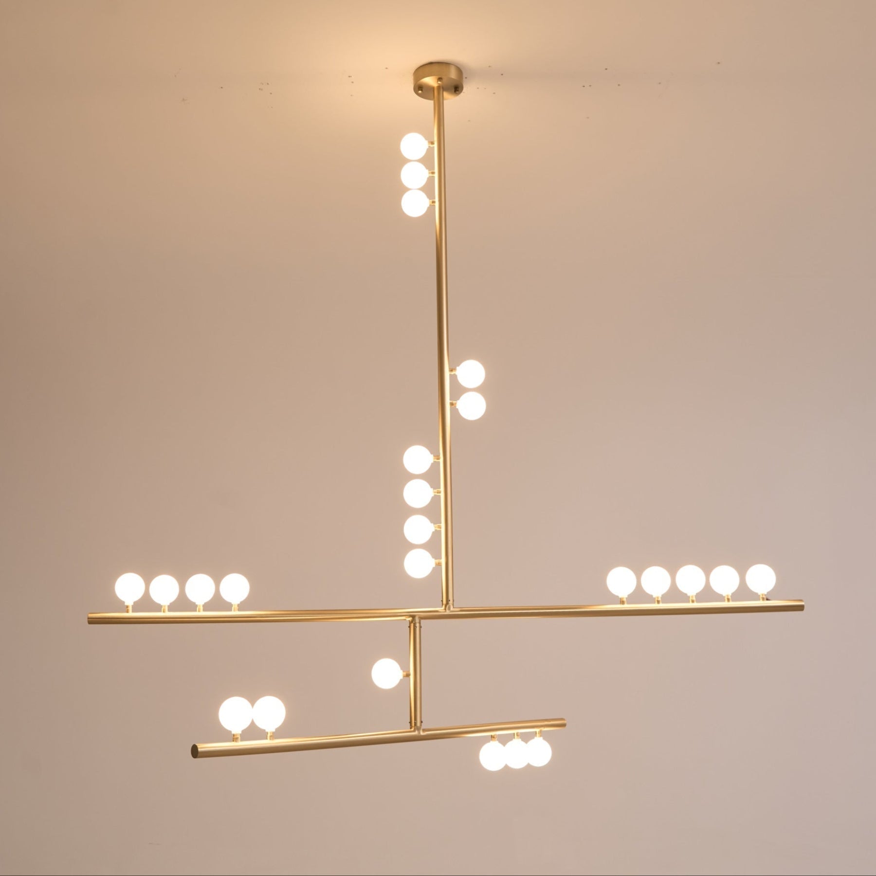 Orbis Modern Minimalist Drop System Antique Glass Chandelier - Lamp Copper