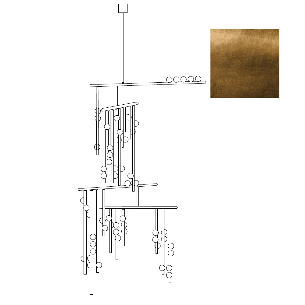 Orbis Modern Minimalist Drop System Antique Glass Chandelier - Lamp Copper