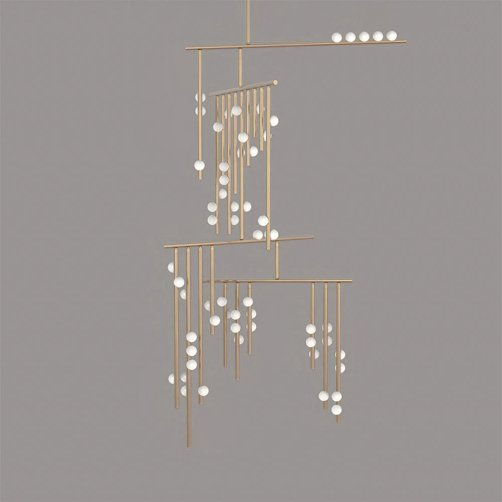 Orbis Modern Minimalist Drop System Antique Glass Chandelier - Lamp Copper