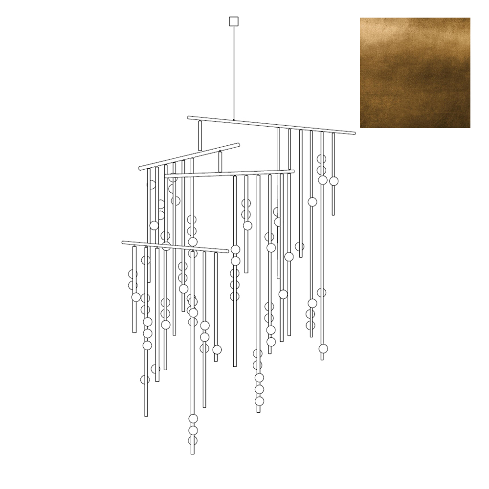 Orbis Modern Minimalist Drop System Antique Glass Chandelier - Lamp Copper