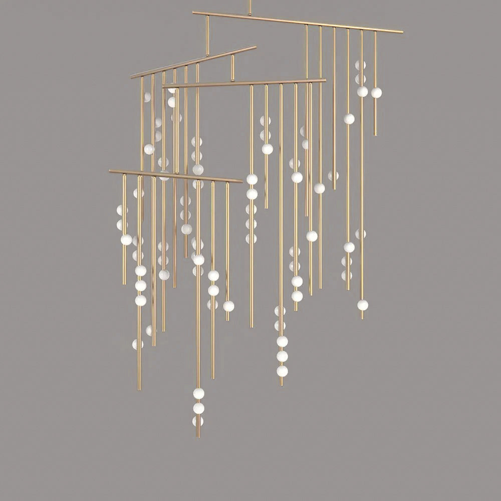 Orbis Modern Minimalist Drop System Antique Glass Chandelier - Lamp Copper