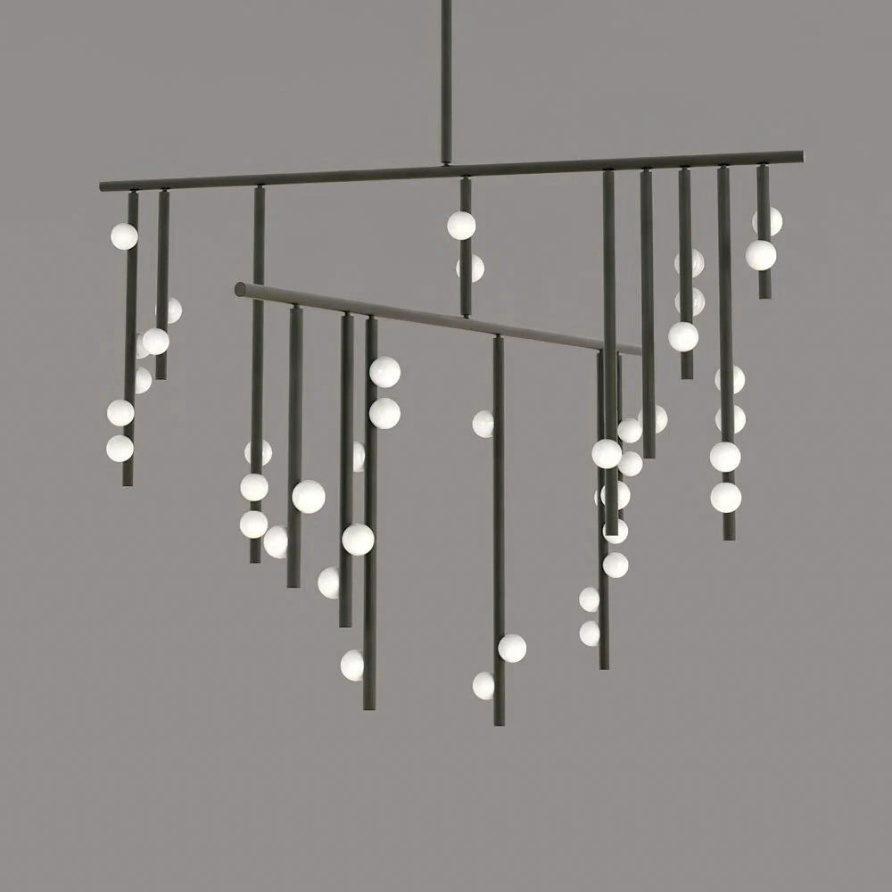 Orbis Modern Minimalist Drop System Antique Glass Chandelier - Lamp Copper