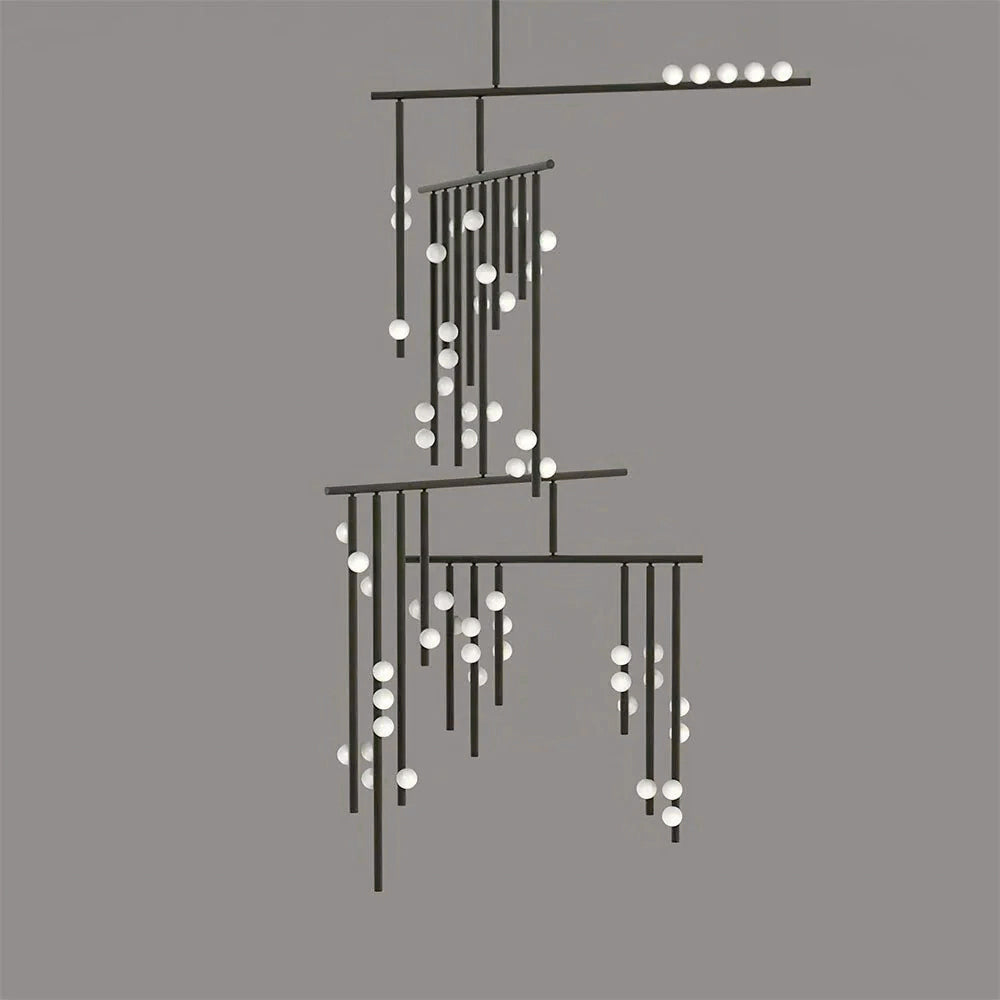 Orbis Modern Minimalist Drop System Antique Glass Chandelier - Lamp Copper