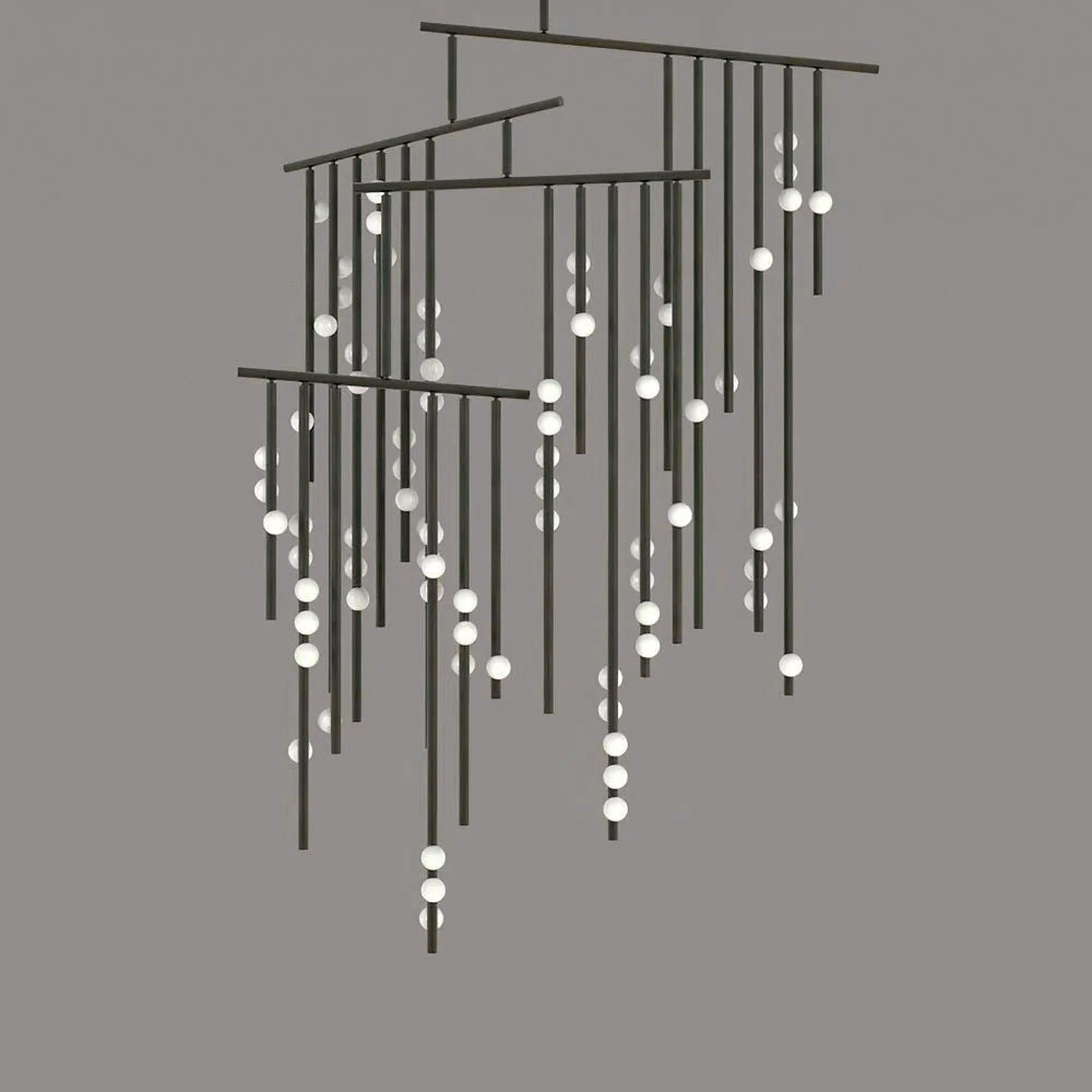 Orbis Modern Minimalist Drop System Antique Glass Chandelier - Lamp Copper
