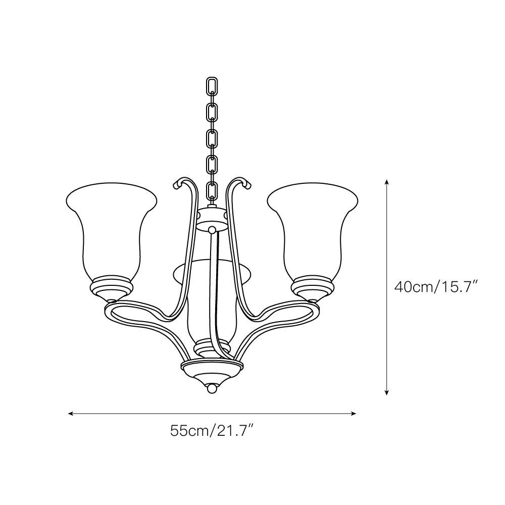Ethos Premium Elegance Brass Metal Glass Chandelier - Lamp Copper