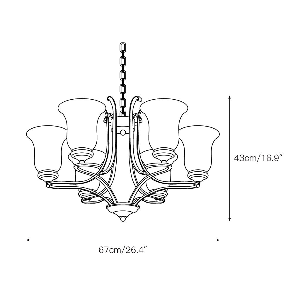 Ethos Premium Elegance Brass Metal Glass Chandelier - Lamp Copper