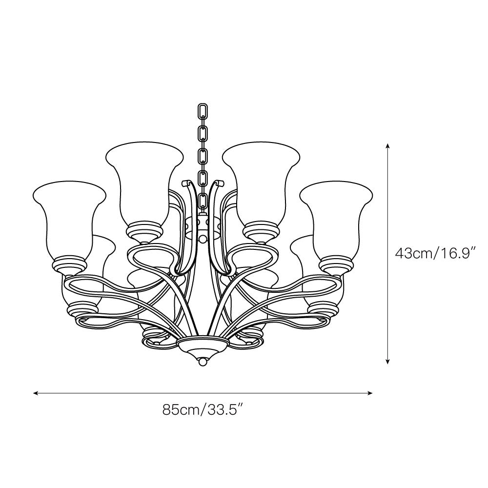 Ethos Premium Elegance Brass Metal Glass Chandelier - Lamp Copper