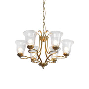Ethos Premium Elegance Brass Metal Glass Chandelier - Lamp Copper