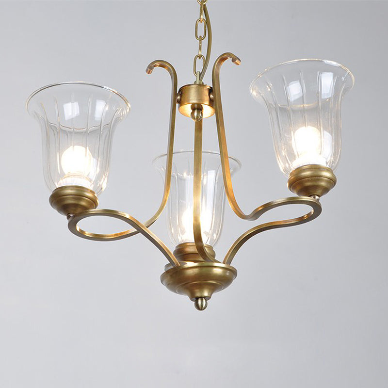 Ethos Premium Elegance Brass Metal Glass Chandelier - Lamp Copper