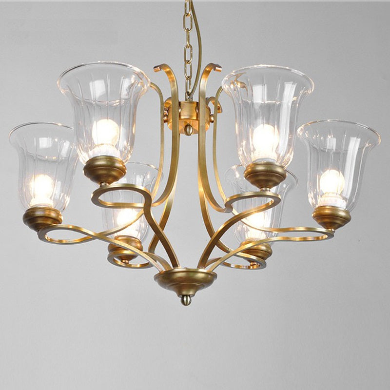 Ethos Premium Elegance Brass Metal Glass Chandelier - Lamp Copper