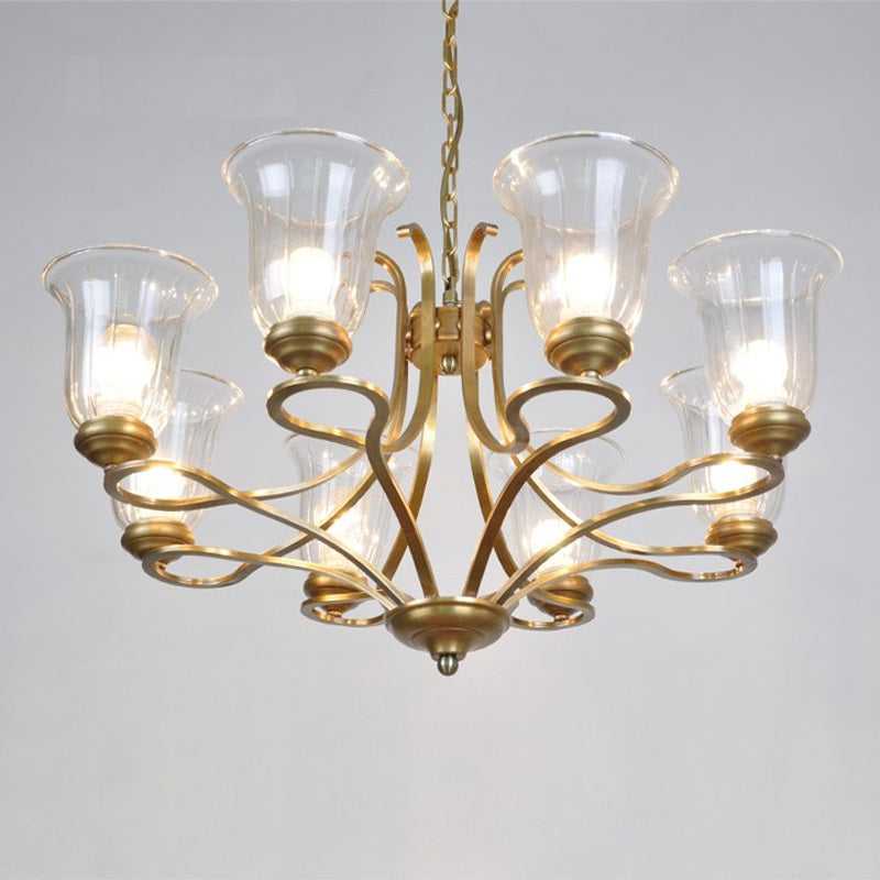 Ethos Premium Elegance Brass Metal Glass Chandelier - Lamp Copper