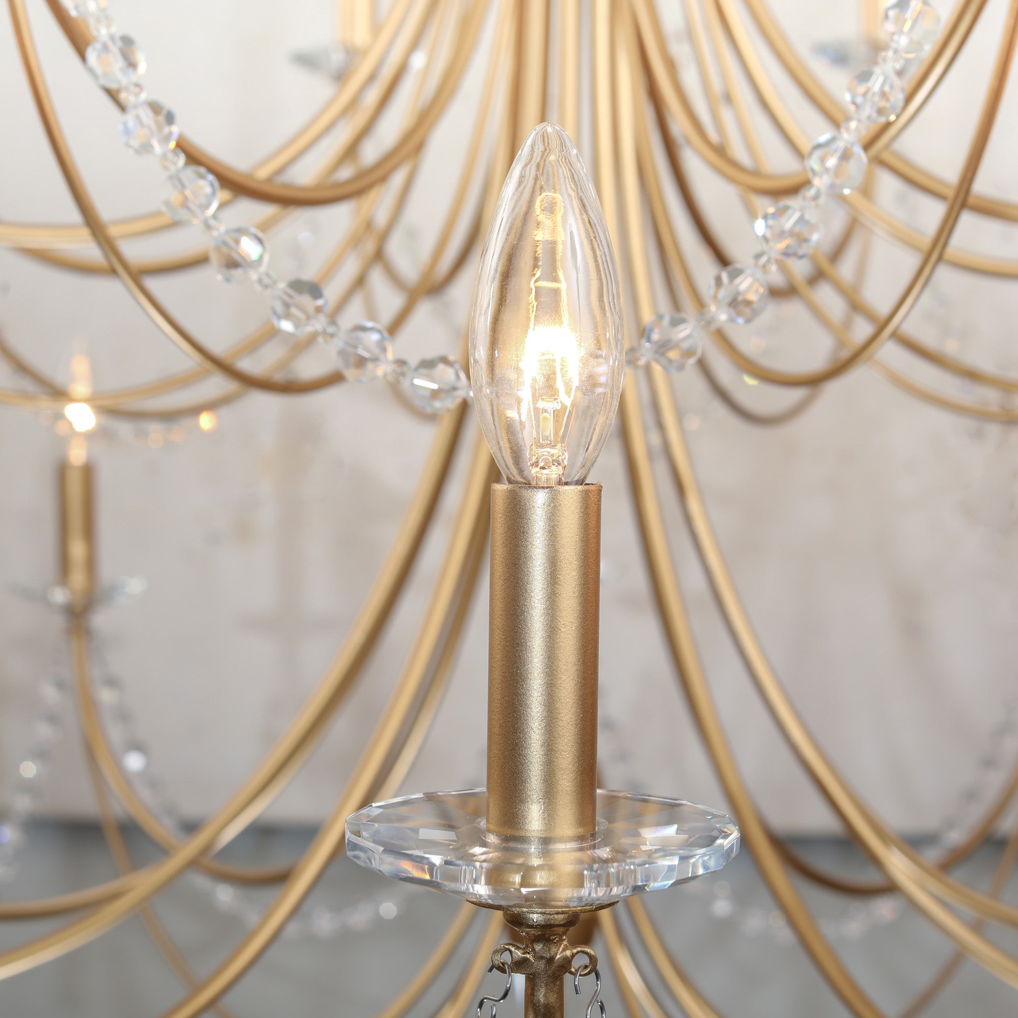 Purelux Postmodern Luxury Brass Metal Crystal Chandelier - Lamp Copper