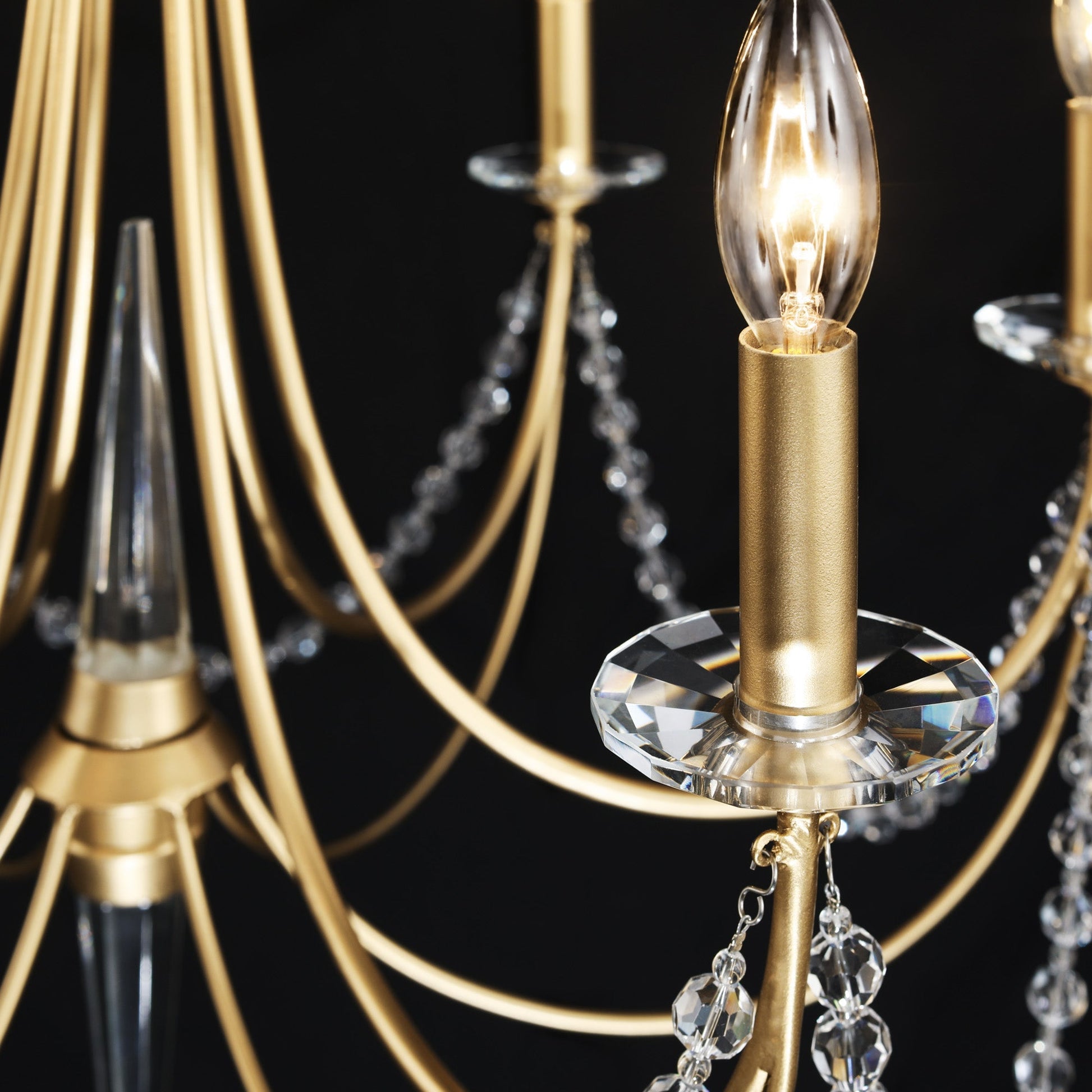 Purelux Postmodern Luxury Brass Metal Crystal Chandelier - Lamp Copper
