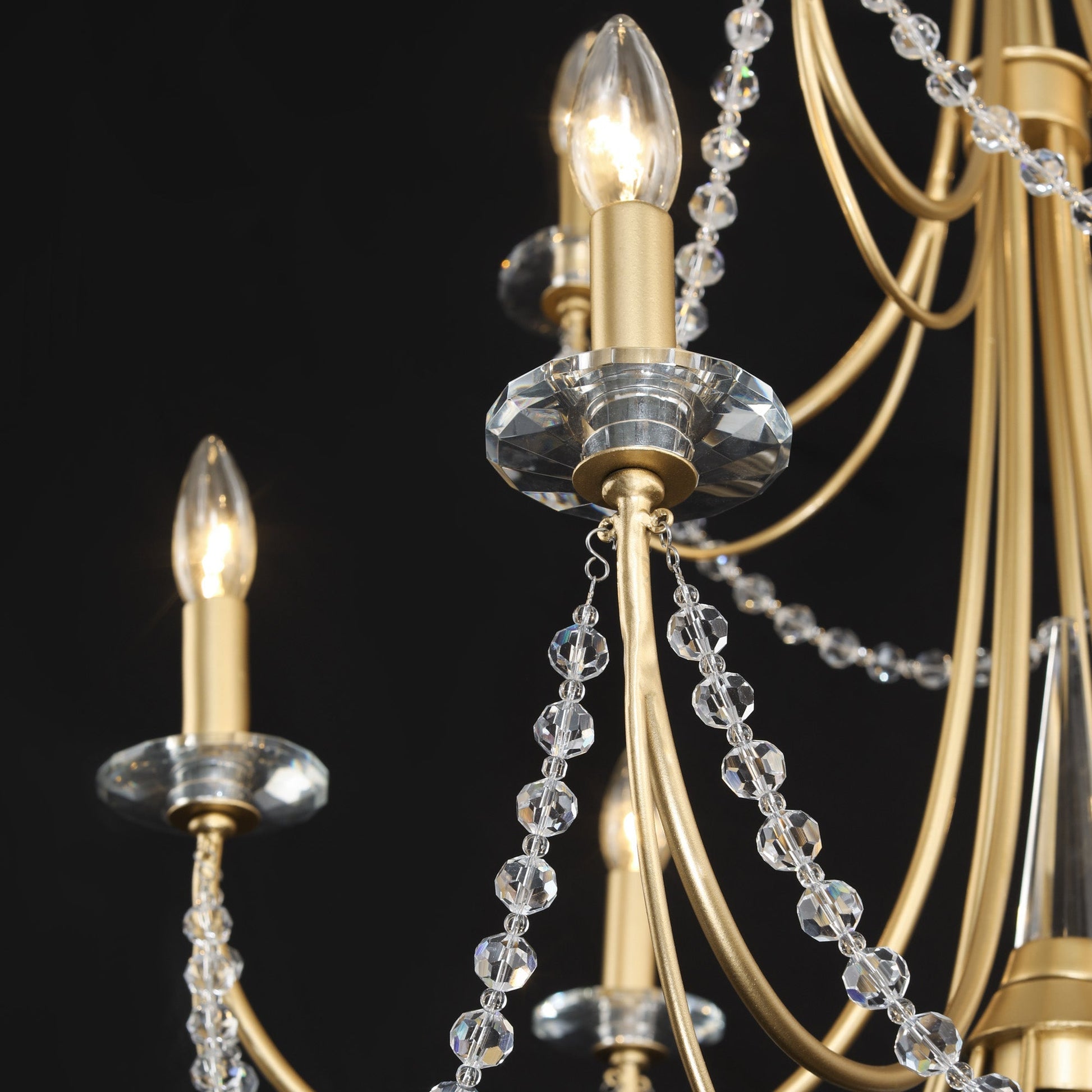 Purelux Postmodern Luxury Brass Metal Crystal Chandelier - Lamp Copper