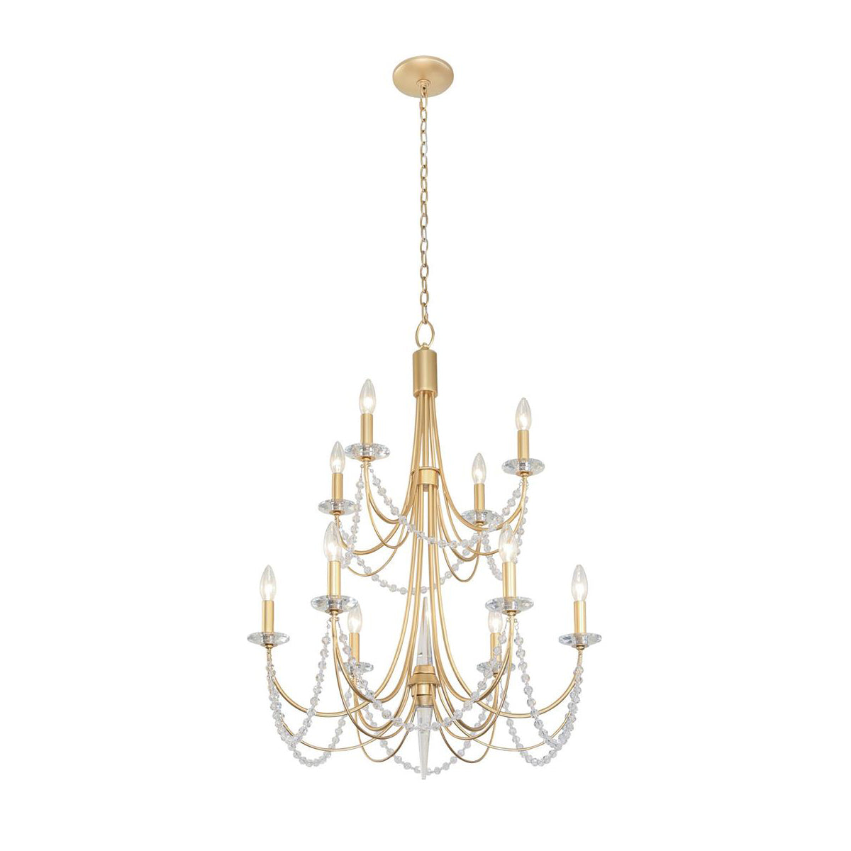 Purelux Postmodern Luxury Brass Metal Crystal Chandelier - Lamp Copper