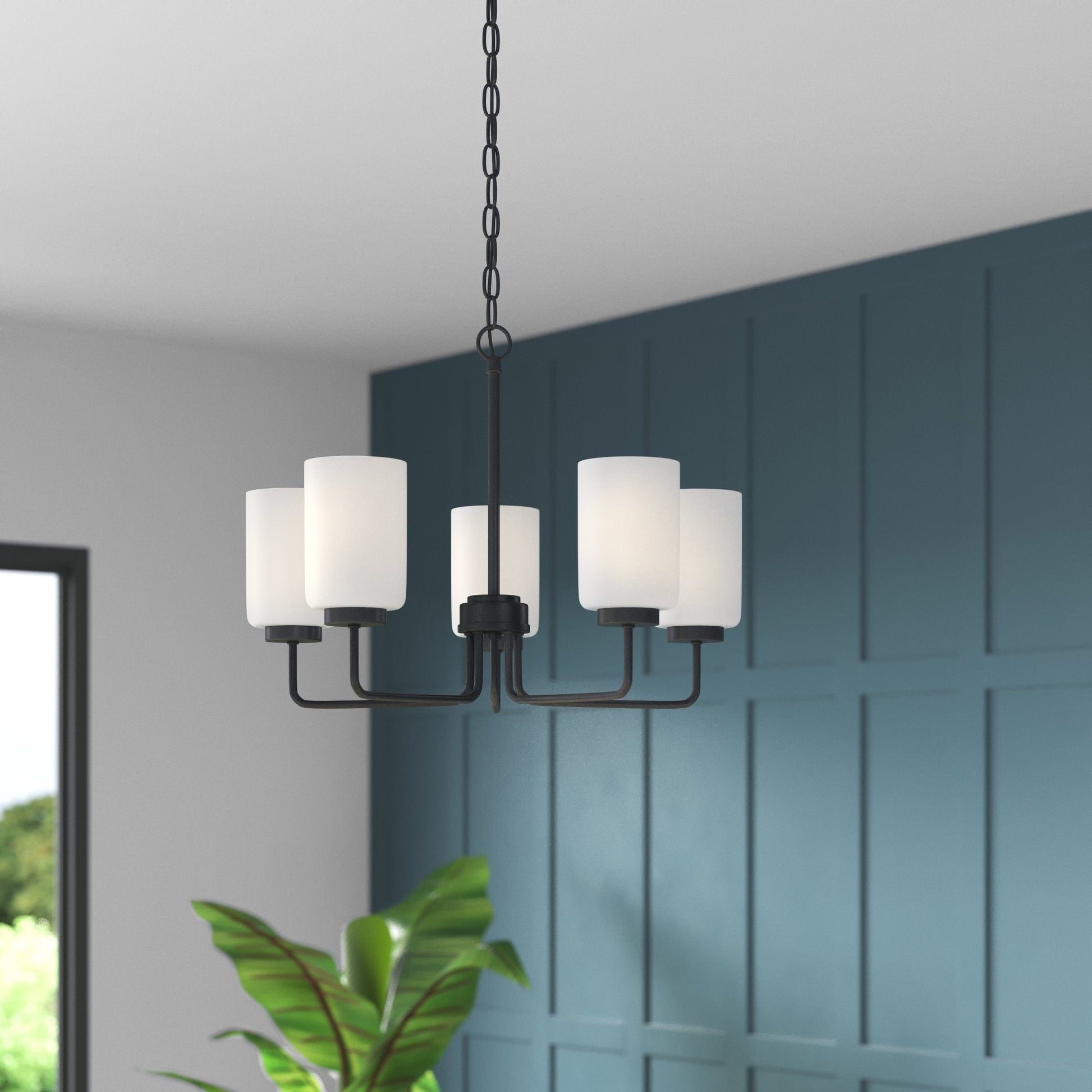 Neva Modern Minimalist Black Metal Glass Chandelier - Lamp Copper