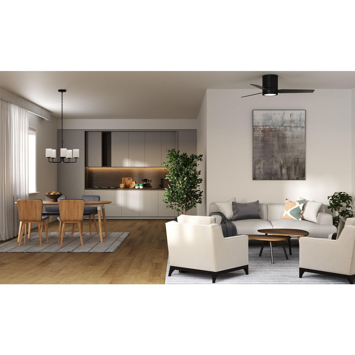 Neva Modern Minimalist Black Metal Glass Chandelier - Lamp Copper
