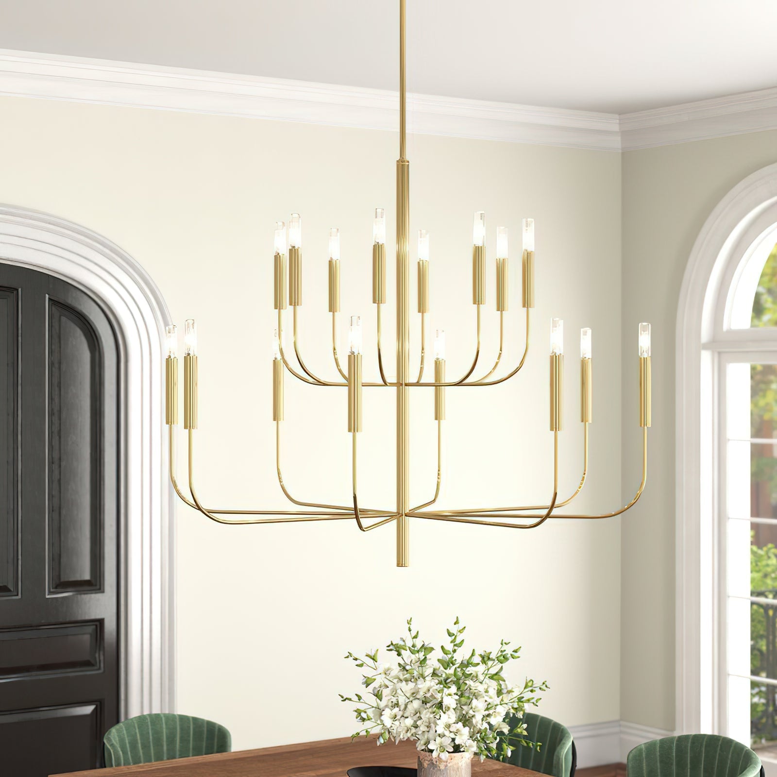 Olcarel Vintage Industrial Brass Metal Chandelier - Lamp Copper