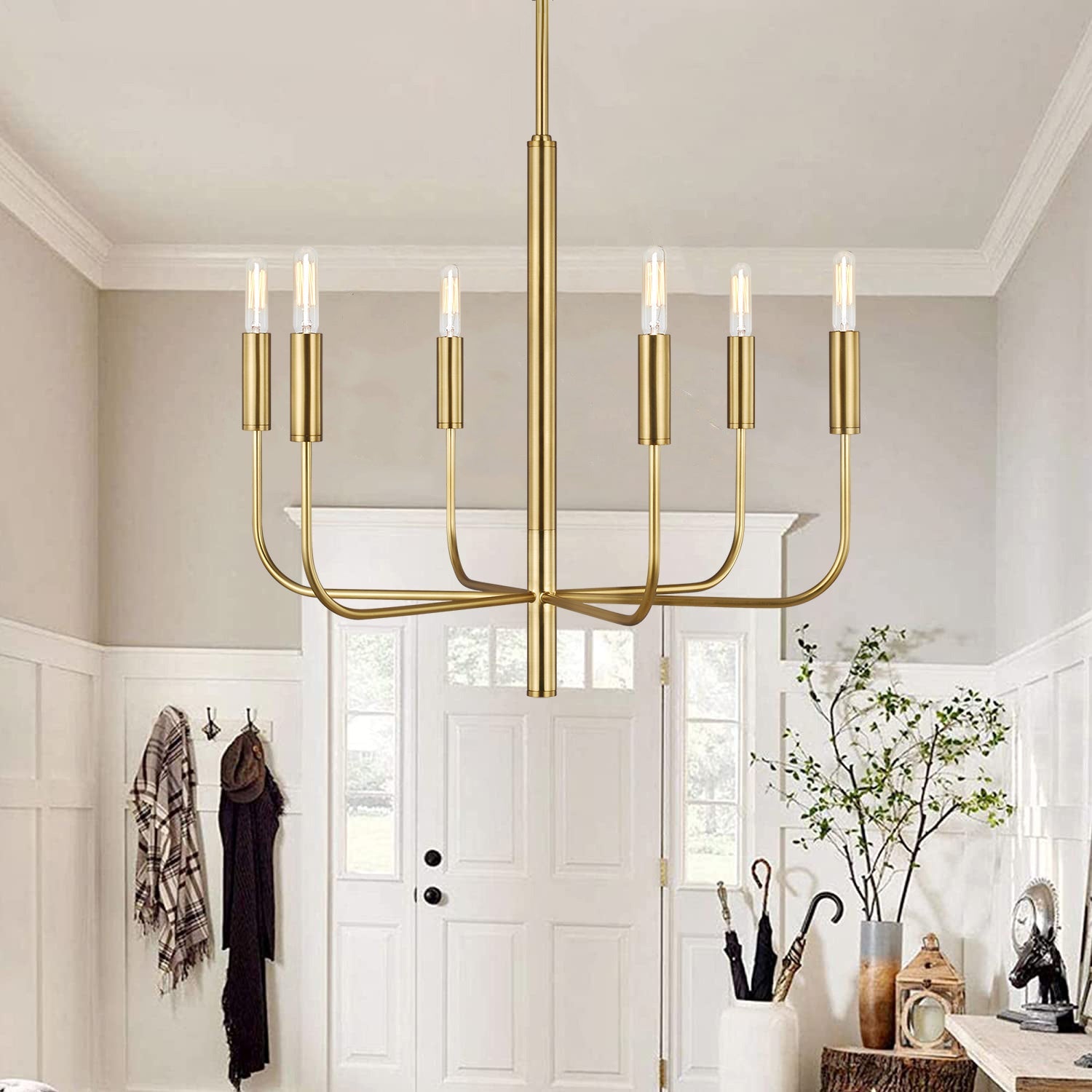 Olcarel Vintage Industrial Brass Metal Chandelier - Lamp Copper