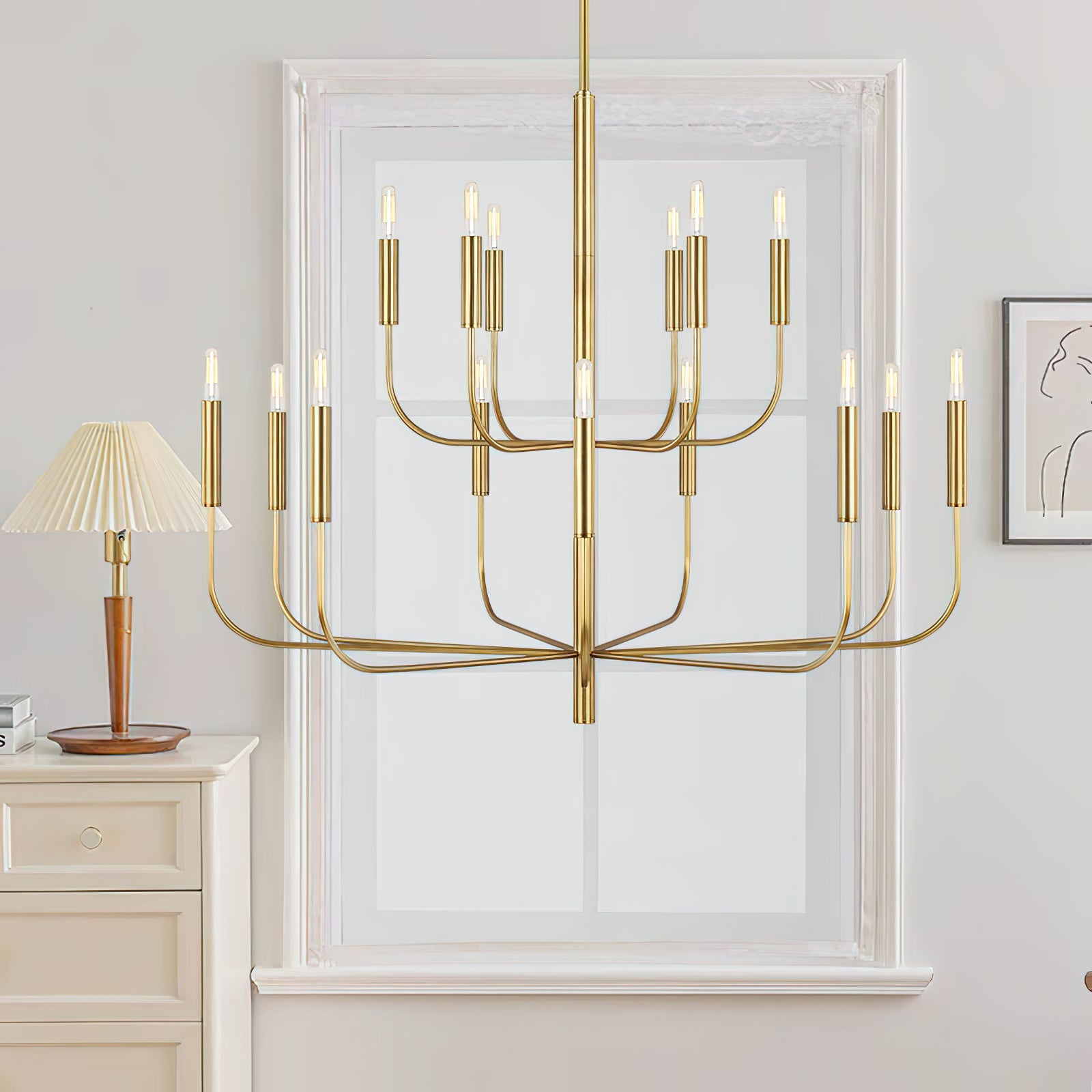 Olcarel Vintage Industrial Brass Metal Chandelier - Lamp Copper