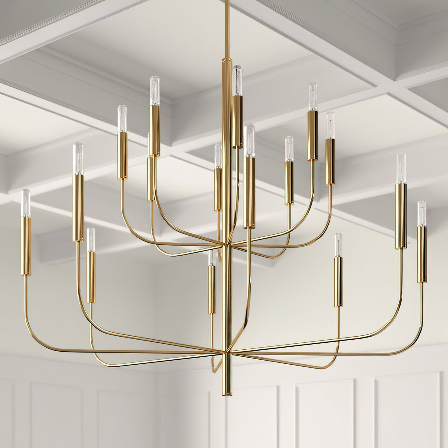 Olcarel Vintage Industrial Brass Metal Chandelier - Lamp Copper