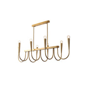 Fluide Modern Minimalist Linear Brass Metal Chandelier - Lamp Copper