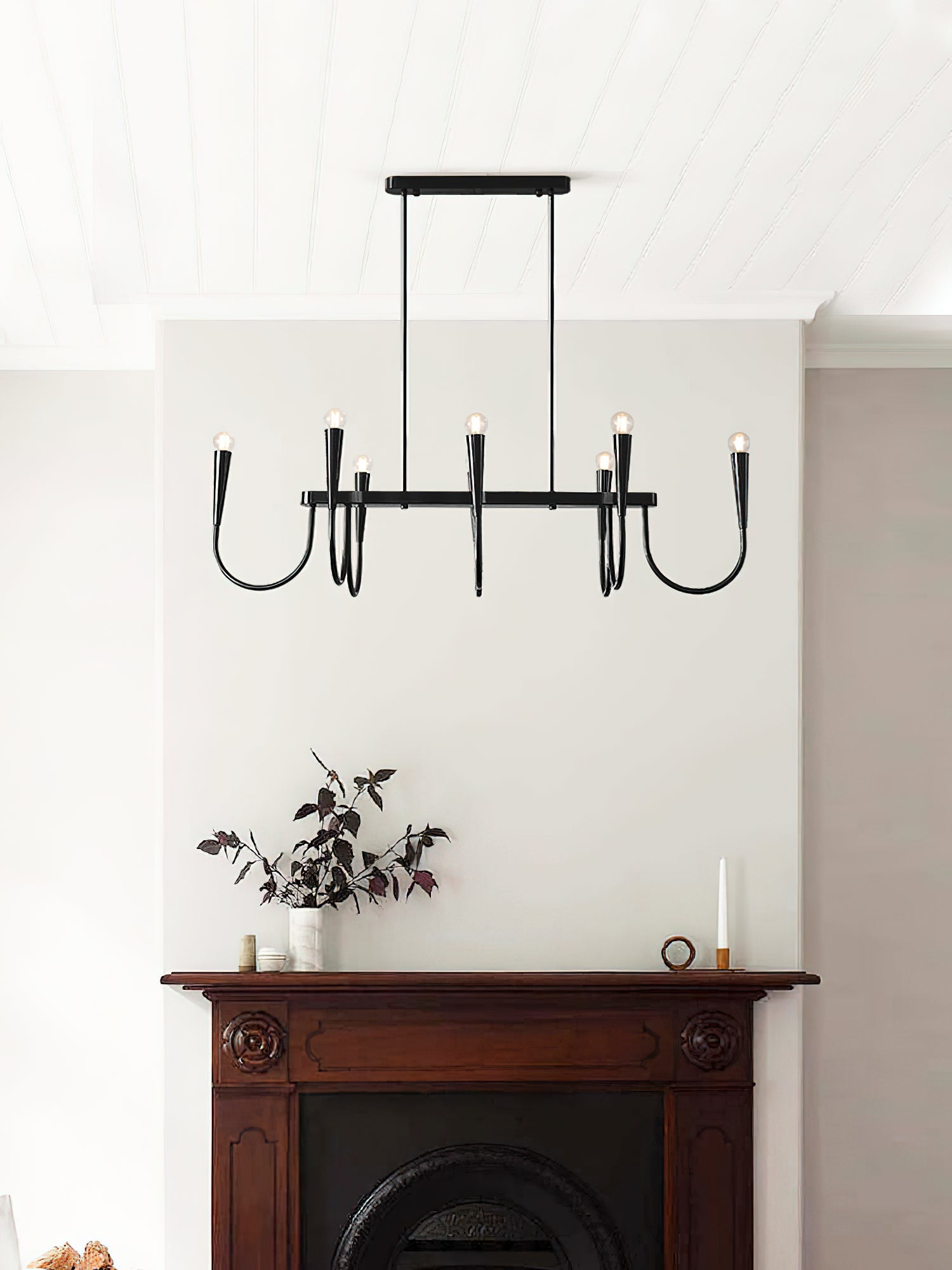 Fluide Modern Minimalist Linear Brass Metal Chandelier - Lamp Copper