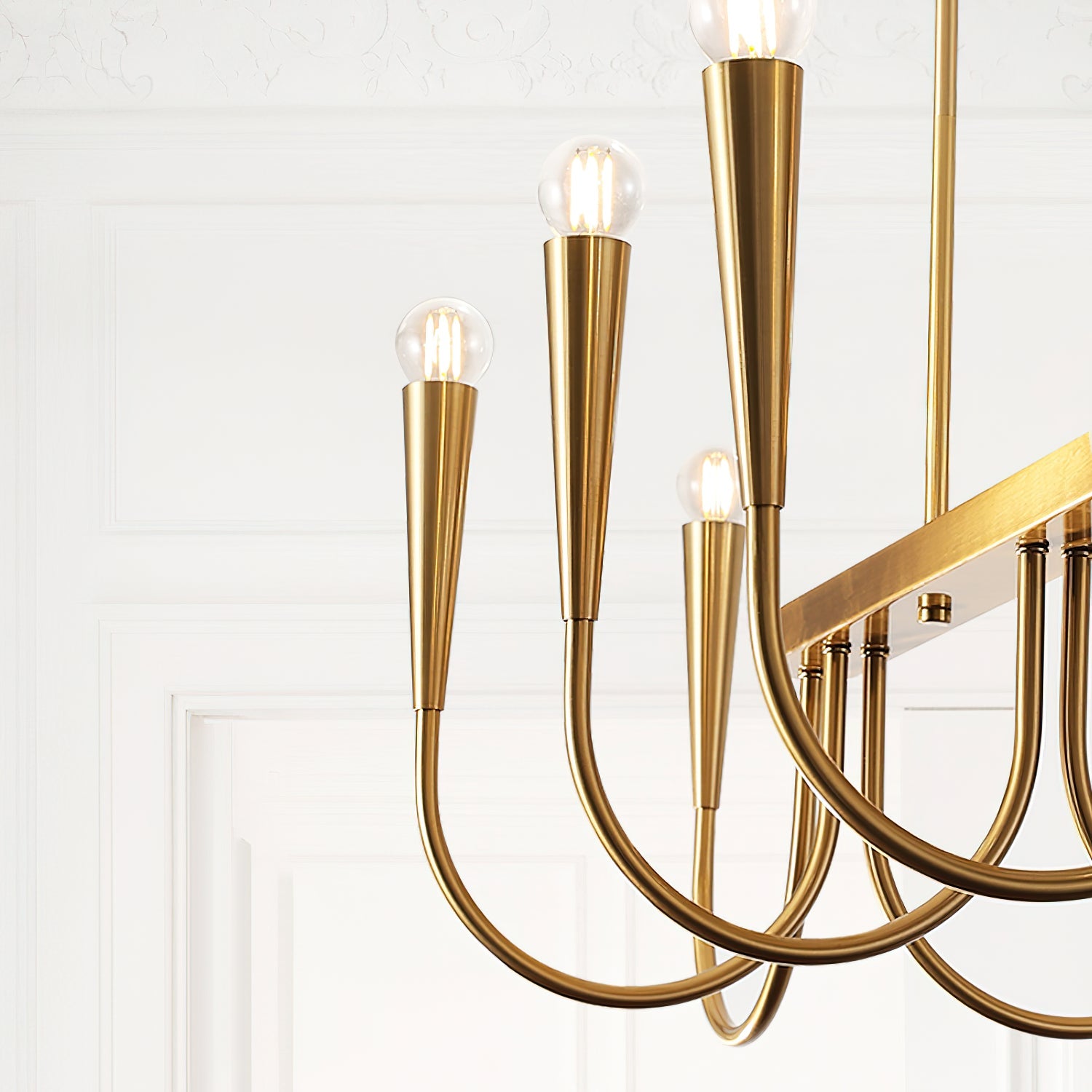 Fluide Modern Minimalist Linear Brass Metal Chandelier - Lamp Copper