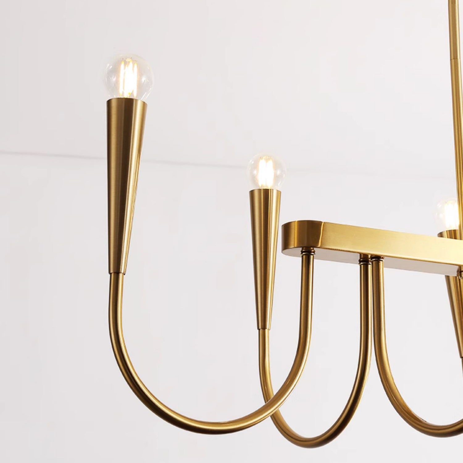 Fluide Modern Minimalist Linear Brass Metal Chandelier - Lamp Copper
