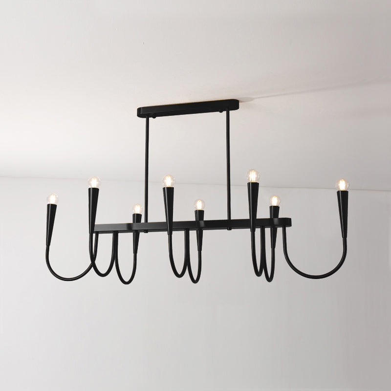 Fluide Modern Minimalist Linear Brass Metal Chandelier - Lamp Copper