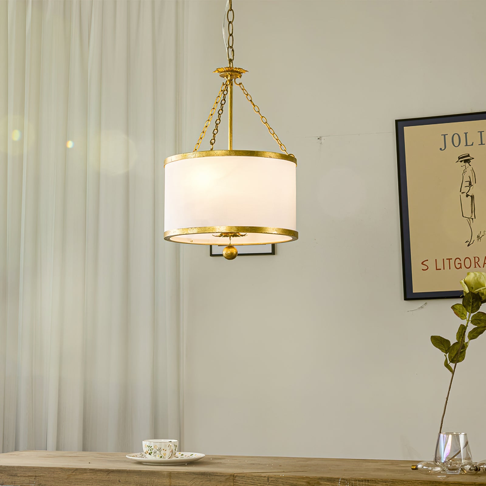 Helix Drum Individual Creativity Fabric Metal Pendant Lamp - Lamp Copper