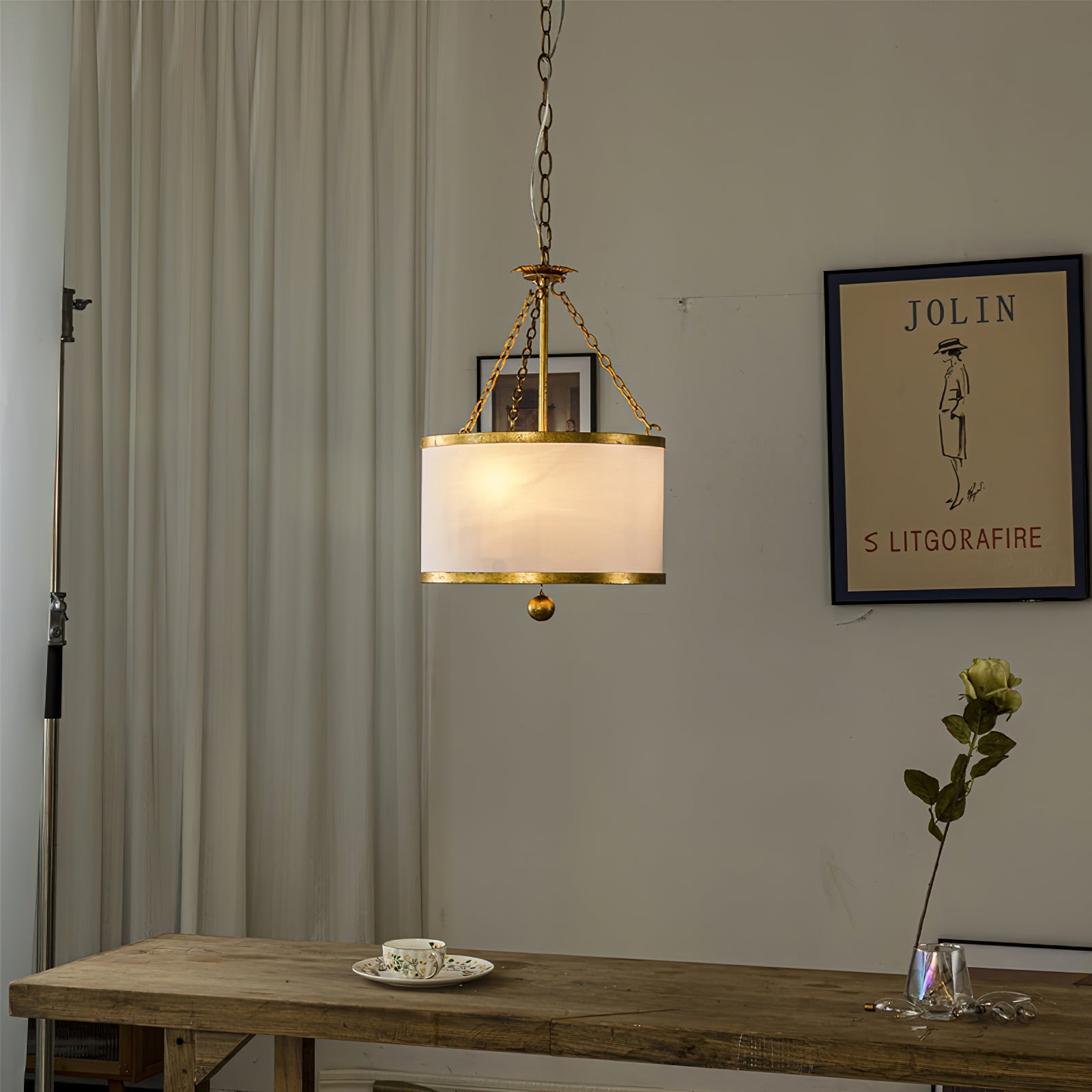 Helix Drum Individual Creativity Fabric Metal Pendant Lamp - Lamp Copper