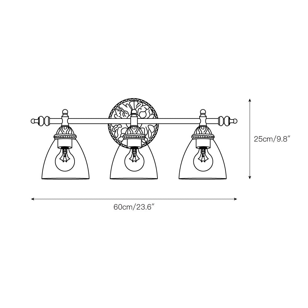 Orion Vintage Industrial Vanity Metal Glass Wall Lamp - Lamp Copper