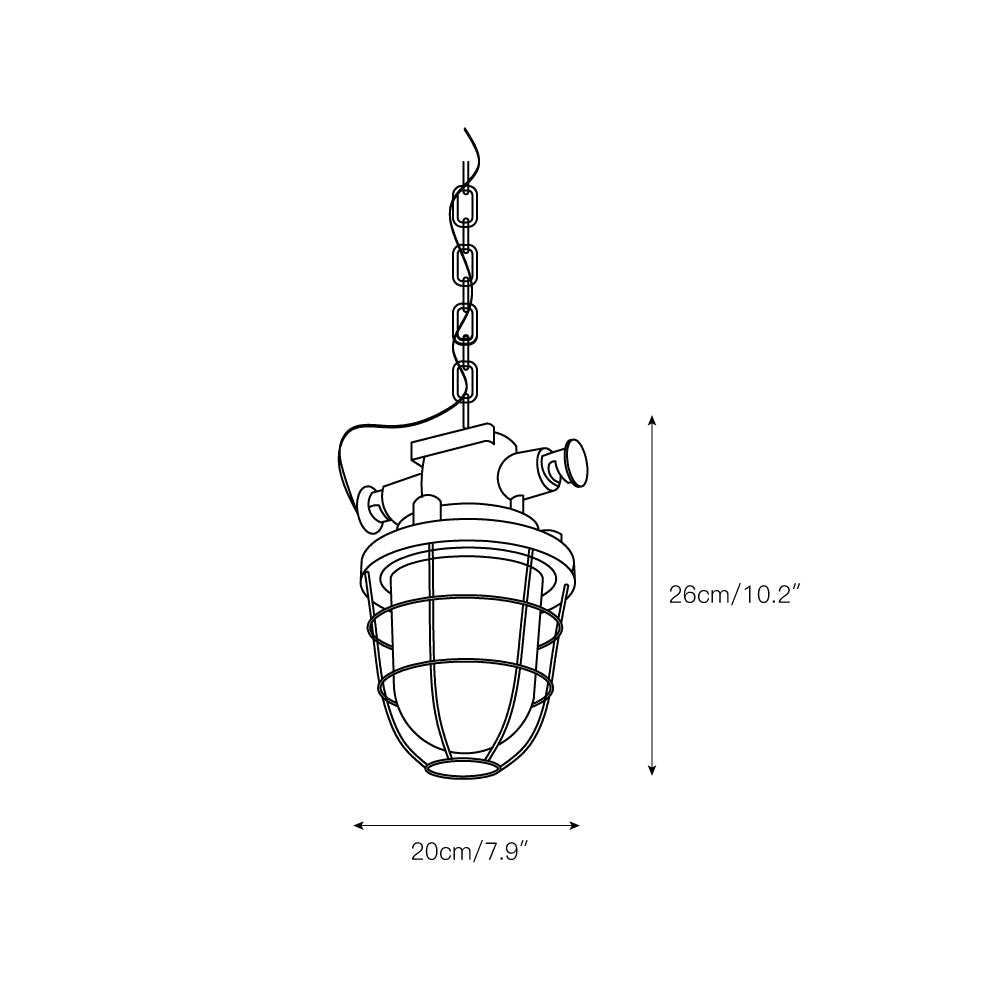 Celest Vintage Industrial Cage Metal Glass Pendant Light - Lamp Copper