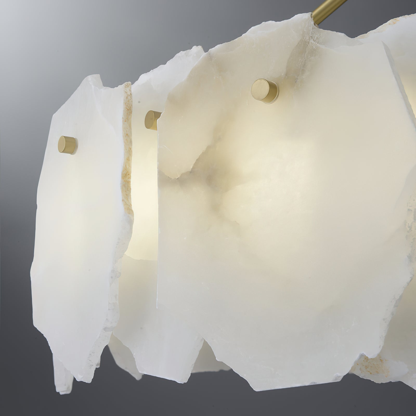 Cryon Postmodern Luxury Brass Alabaster Chandelier - Lamp Copper