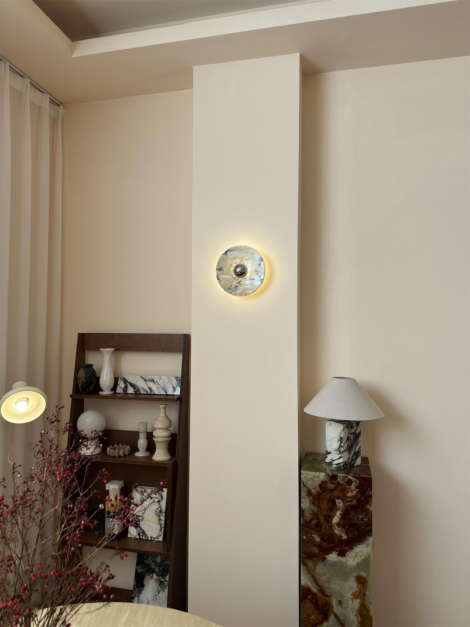 Alter Modern Minimalist Round Marble Metal Sconce Wall Lamp - Lamp Copper