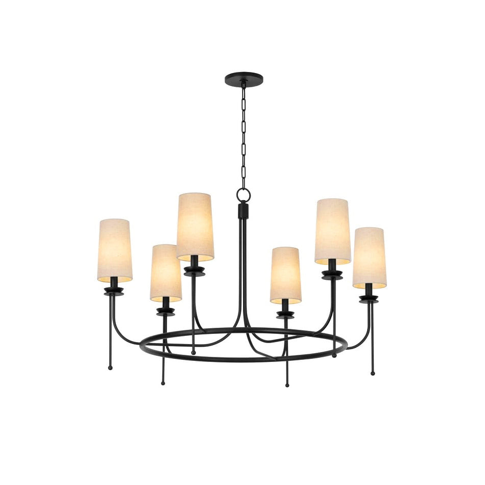 Aurora Vintage Industrial Brass Fabric Chandelier - Lamp Copper