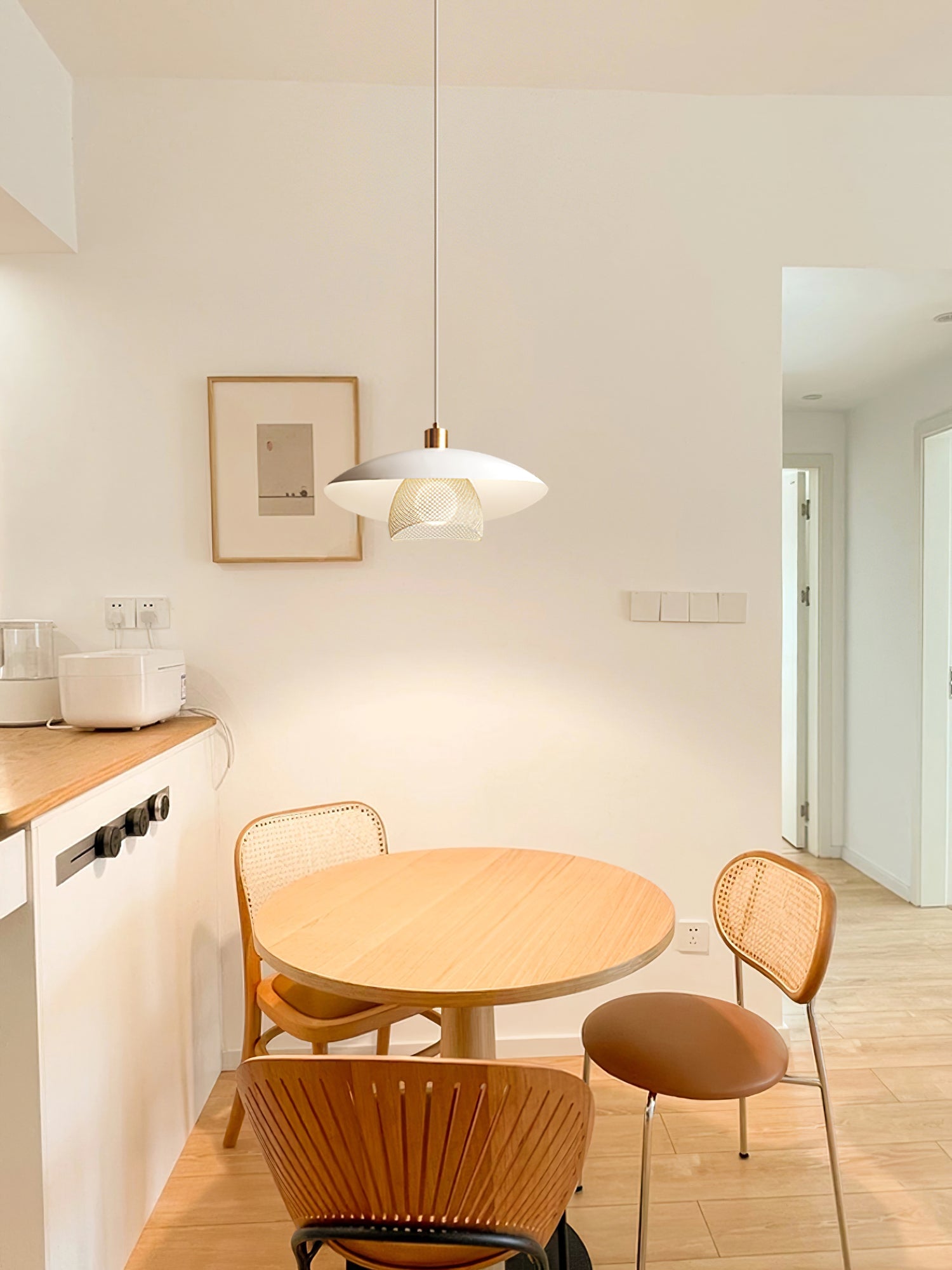 Dynam Modern Minimalist Floyd White Metal Pendant Lamp - Lamp Copper