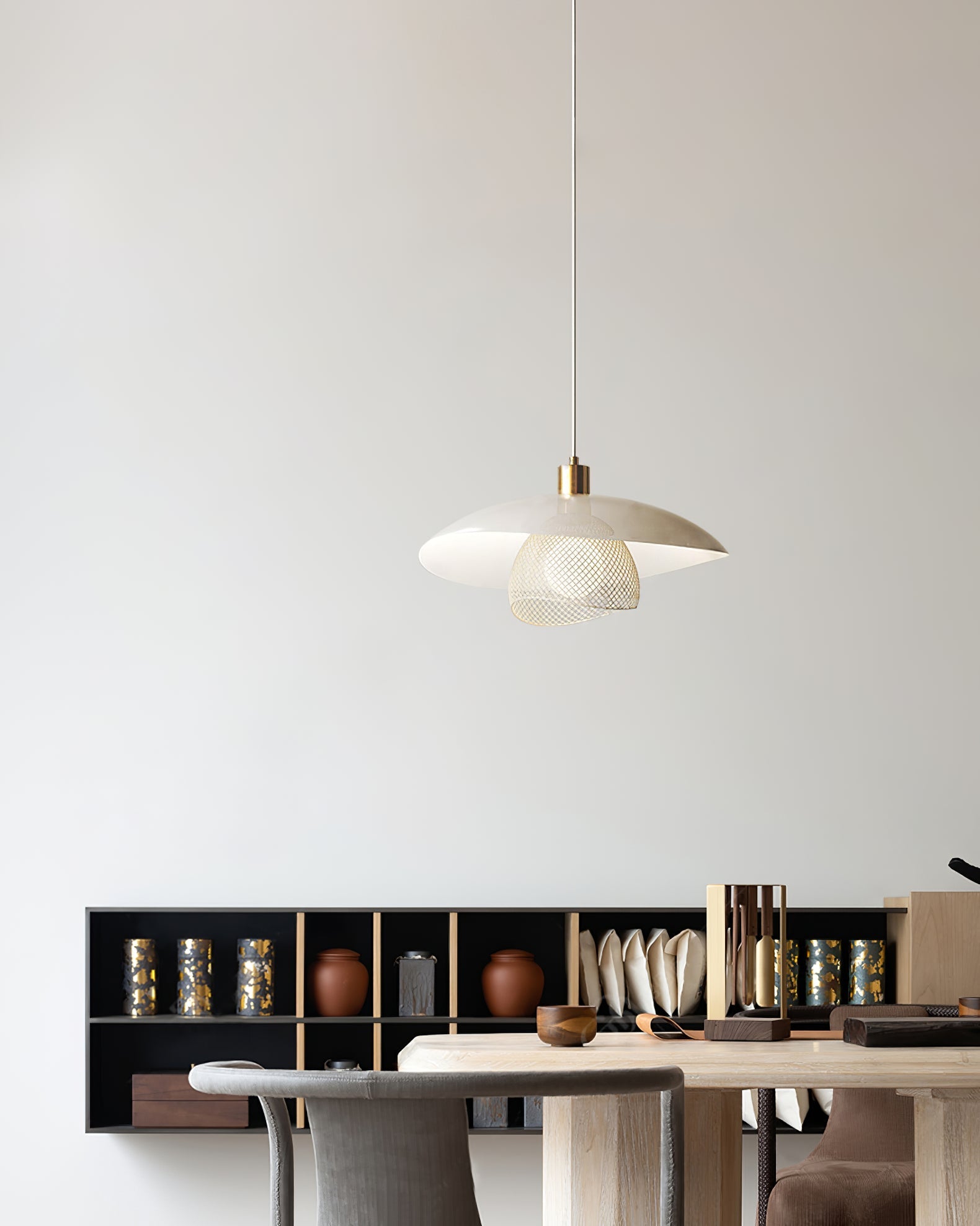 Dynam Modern Minimalist Floyd White Metal Pendant Lamp - Lamp Copper