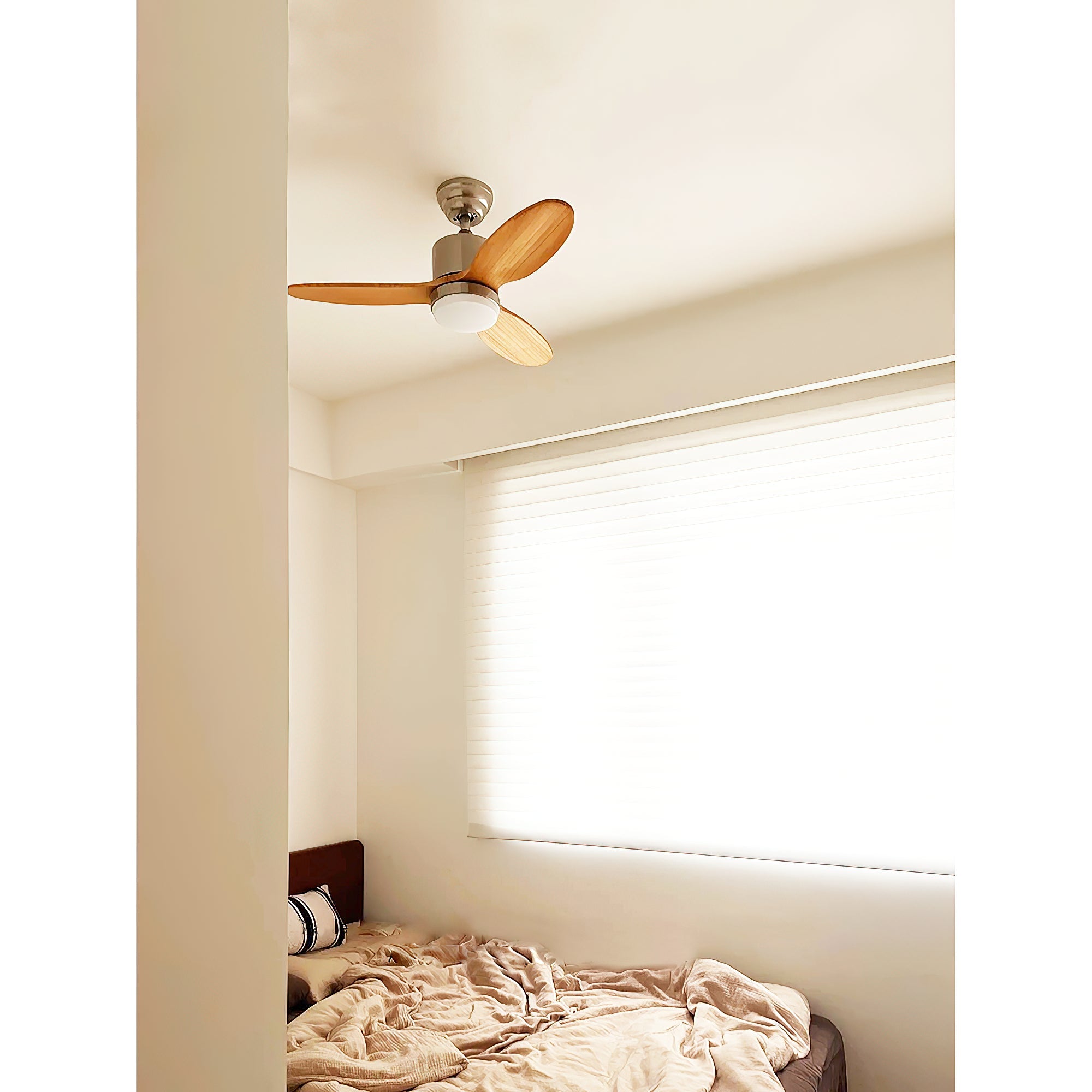 Essen Modern Minimalist Natural Wooden Acrylic Metal Ceiling Fan Light