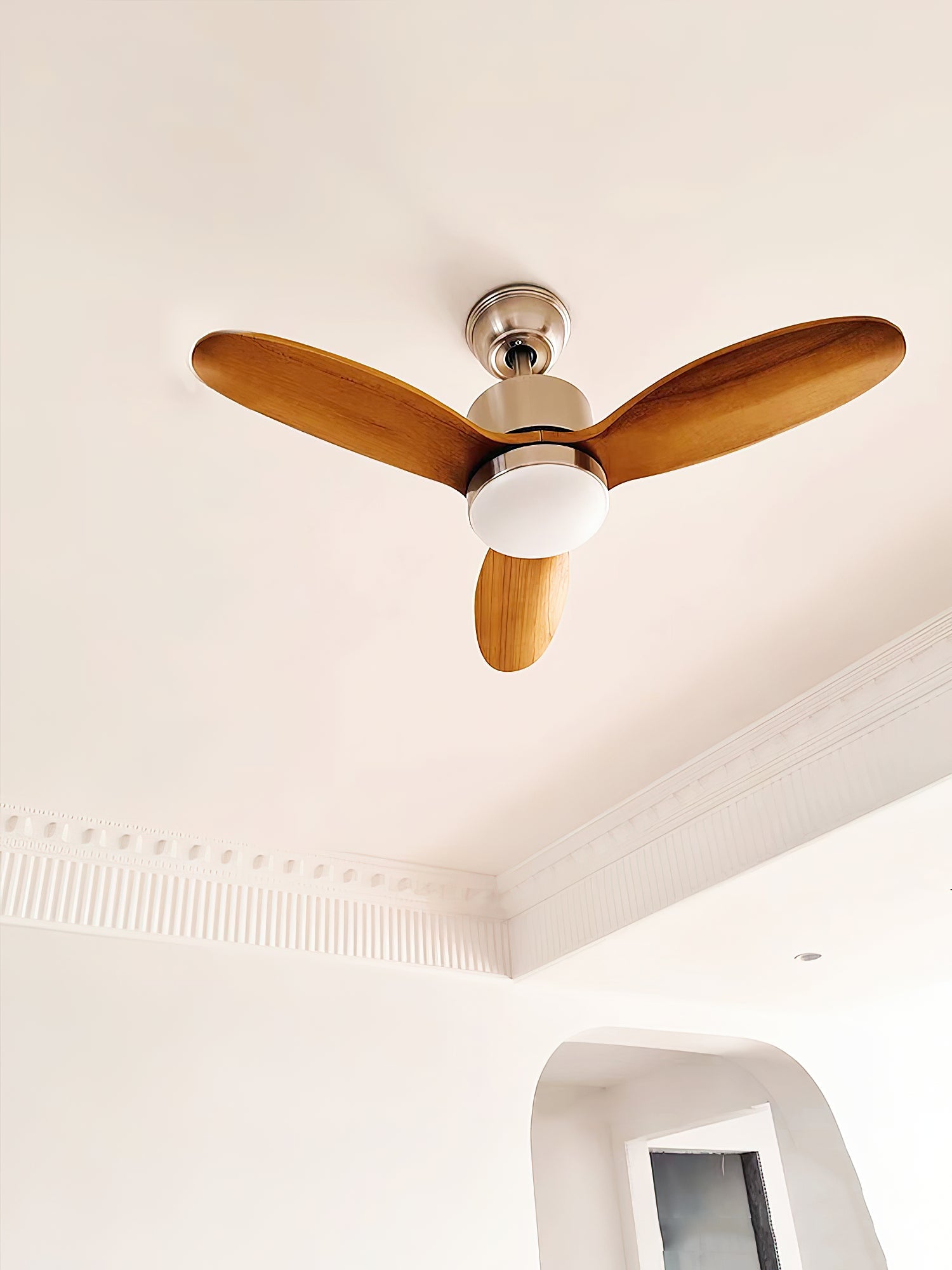 Essen Modern Minimalist Natural Wooden Acrylic Metal Ceiling Fan Light