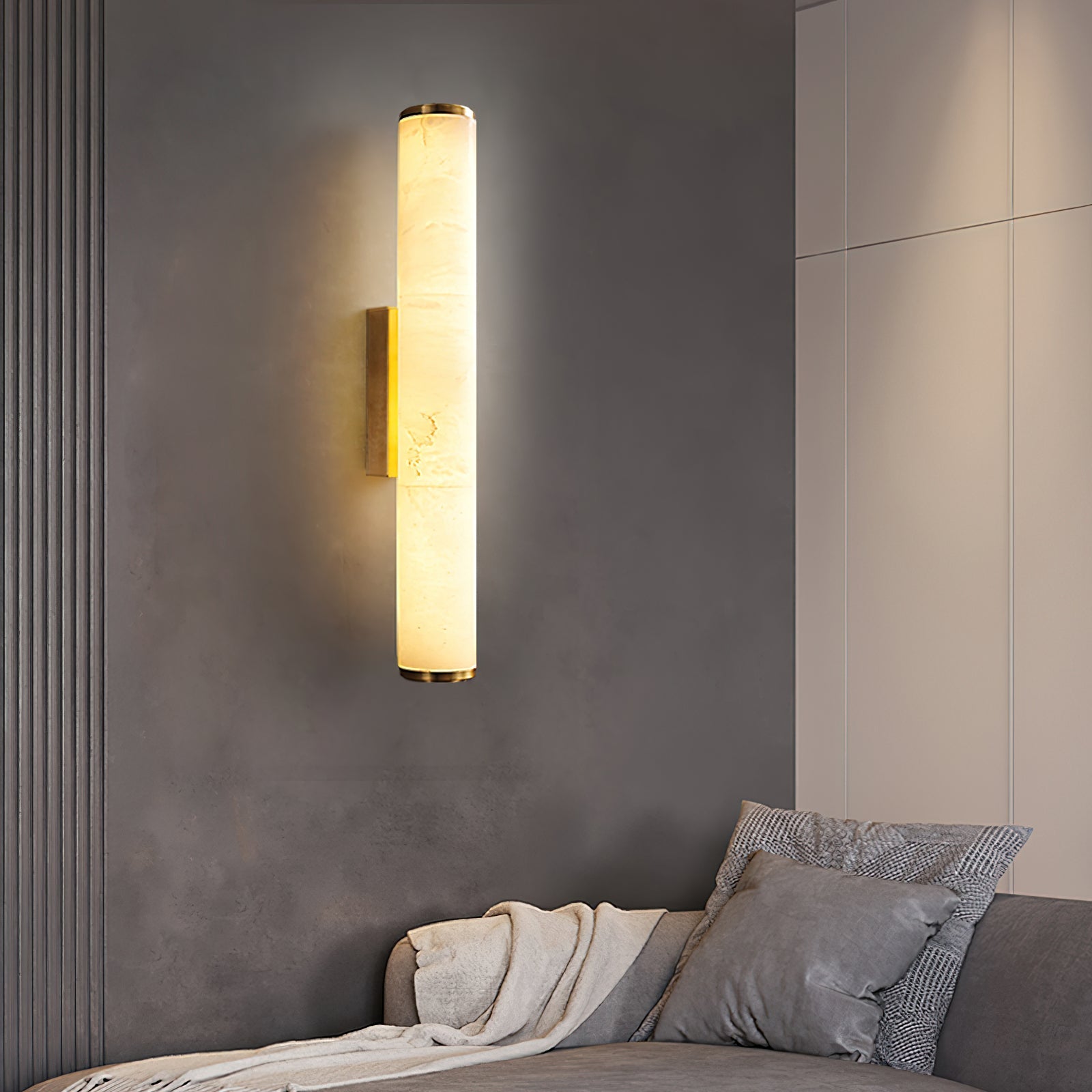 Arcus Modern Minimalist Elegance Brass Alabaster Sconce Wall Lamp - Lamp Copper