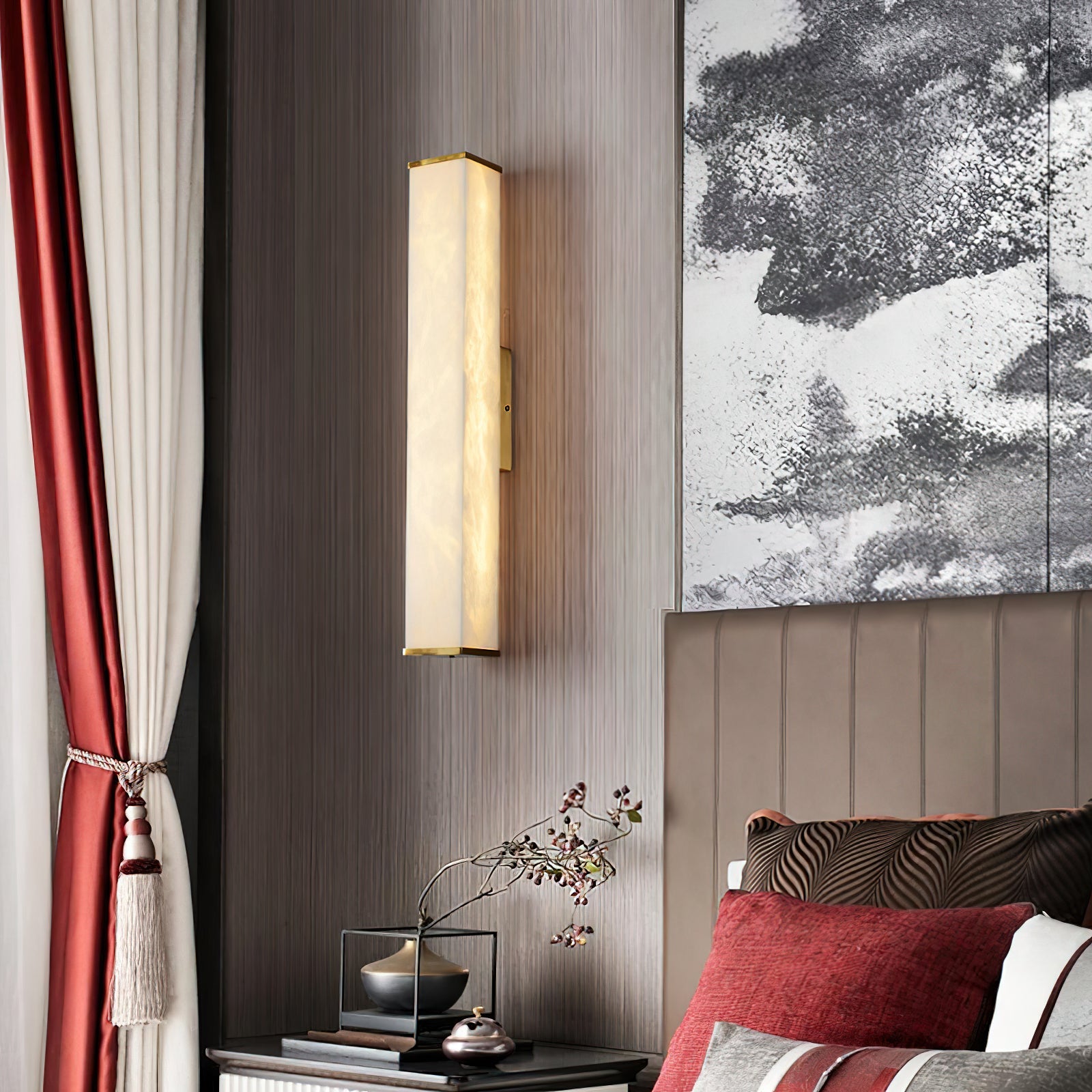 Arcus Modern Minimalist Elegance Brass Alabaster Sconce Wall Lamp - Lamp Copper