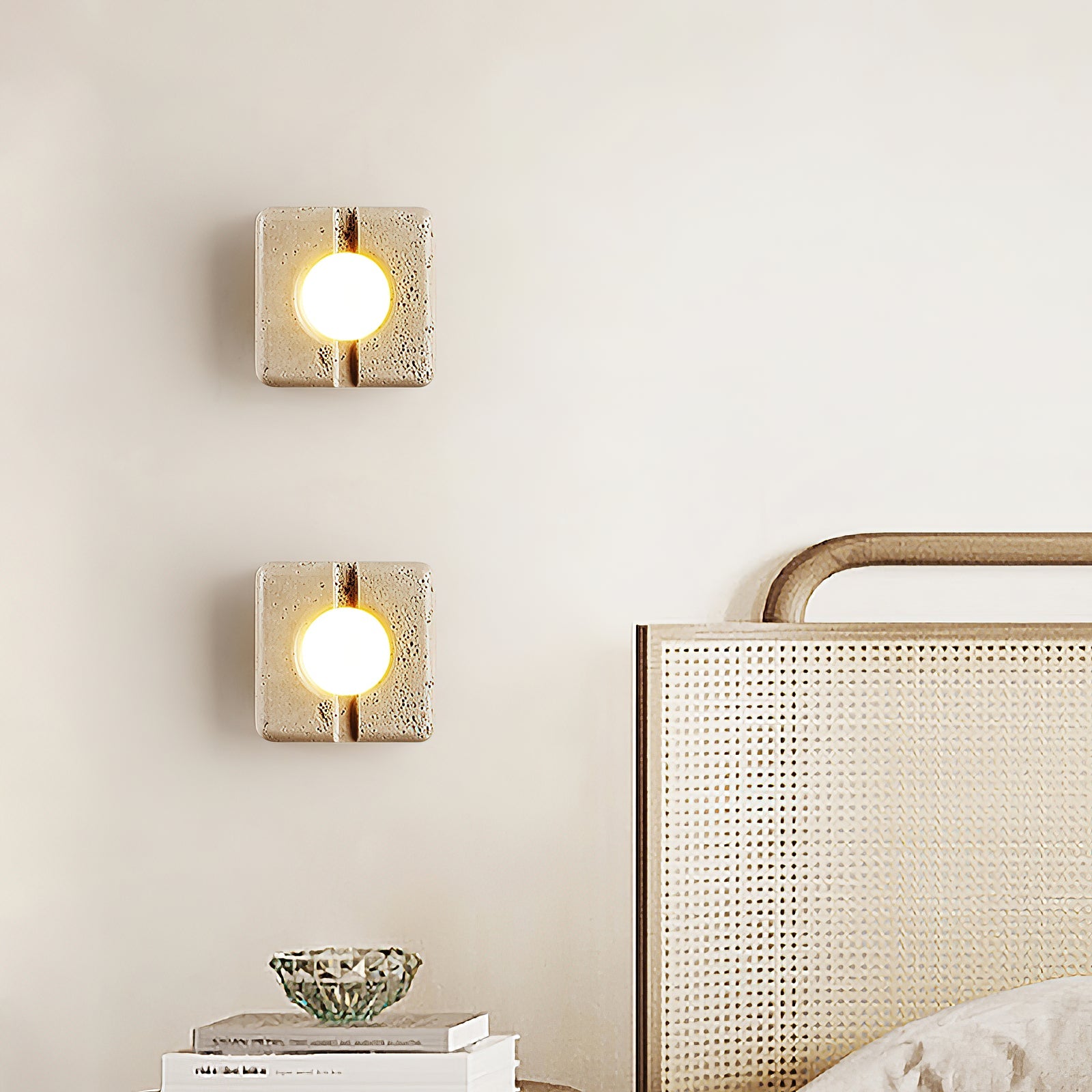 Kosmo Modern Minimalist Clear Travertine Wall Lamp - Lamp Copper