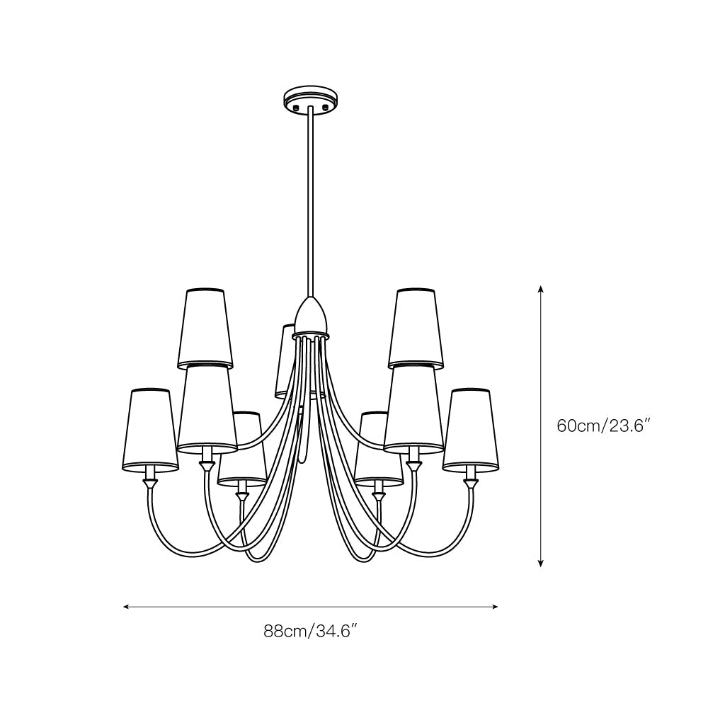 Lumin Premium Vintage Industrial Fabric Metal Chandelier - Lamp Copper