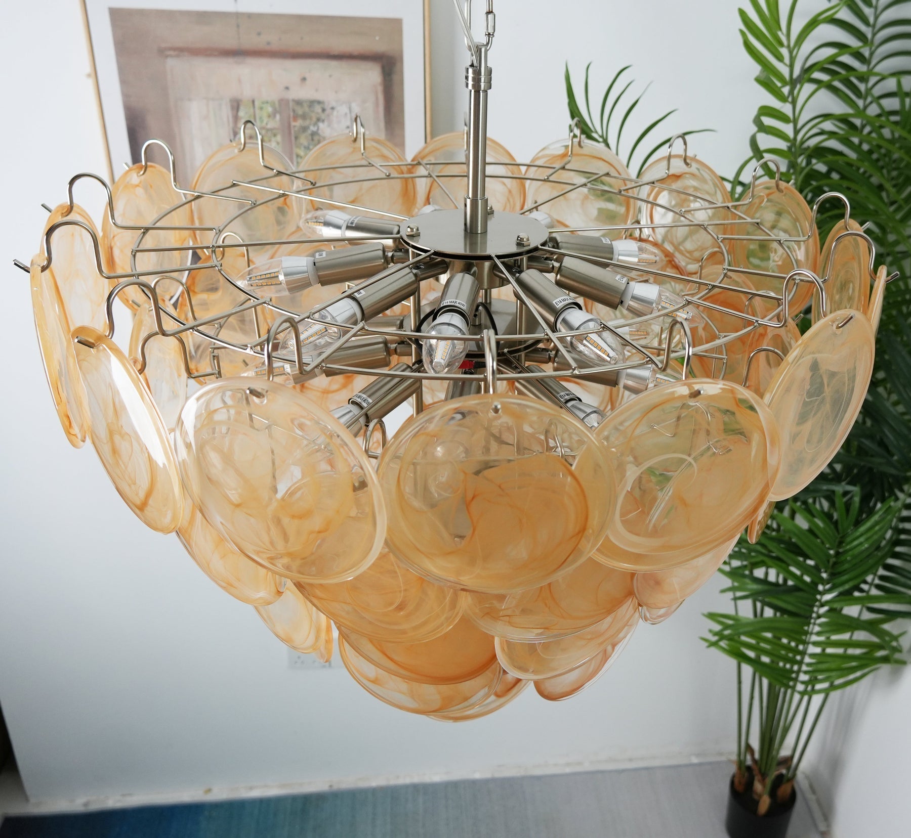 Noctis Premium Elegance Murano Glass Chandelier - Lamp Copper