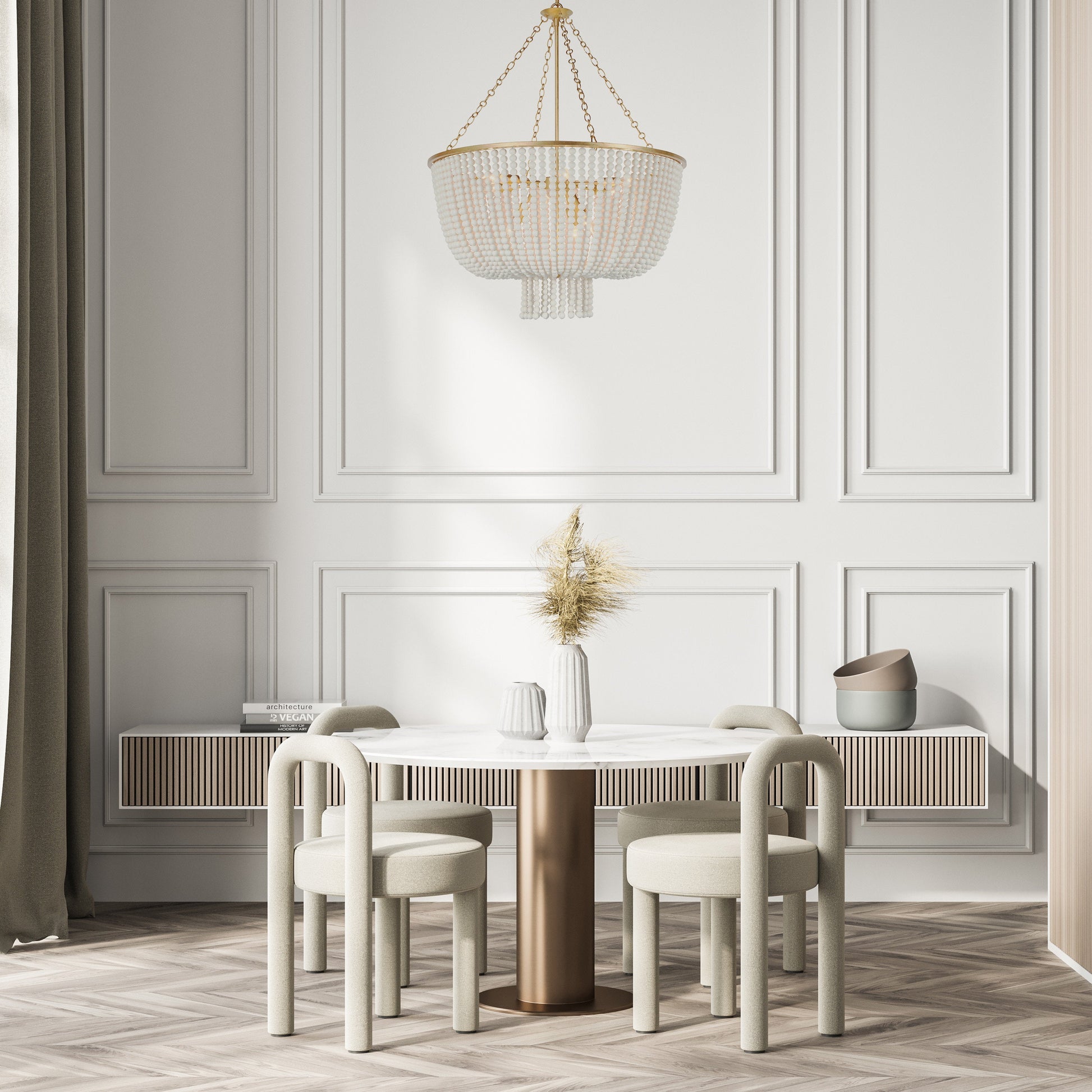 Opal Postmodern Luxury Wooden Metal Chandelier - Lamp Copper