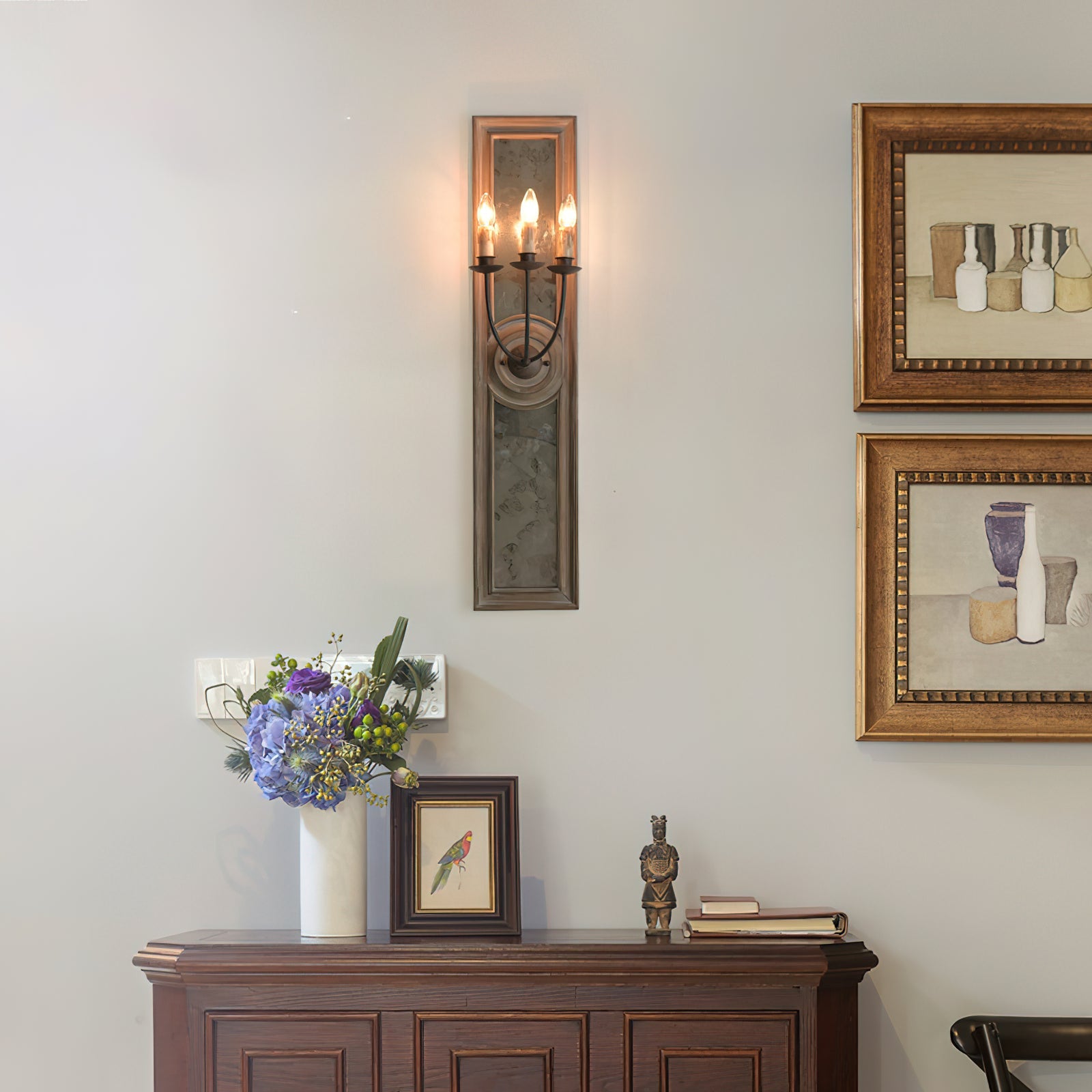 Phasis 3-Light Mirrored Elegance Vintage Metal Sconce Wall Lamp - Lamp Copper