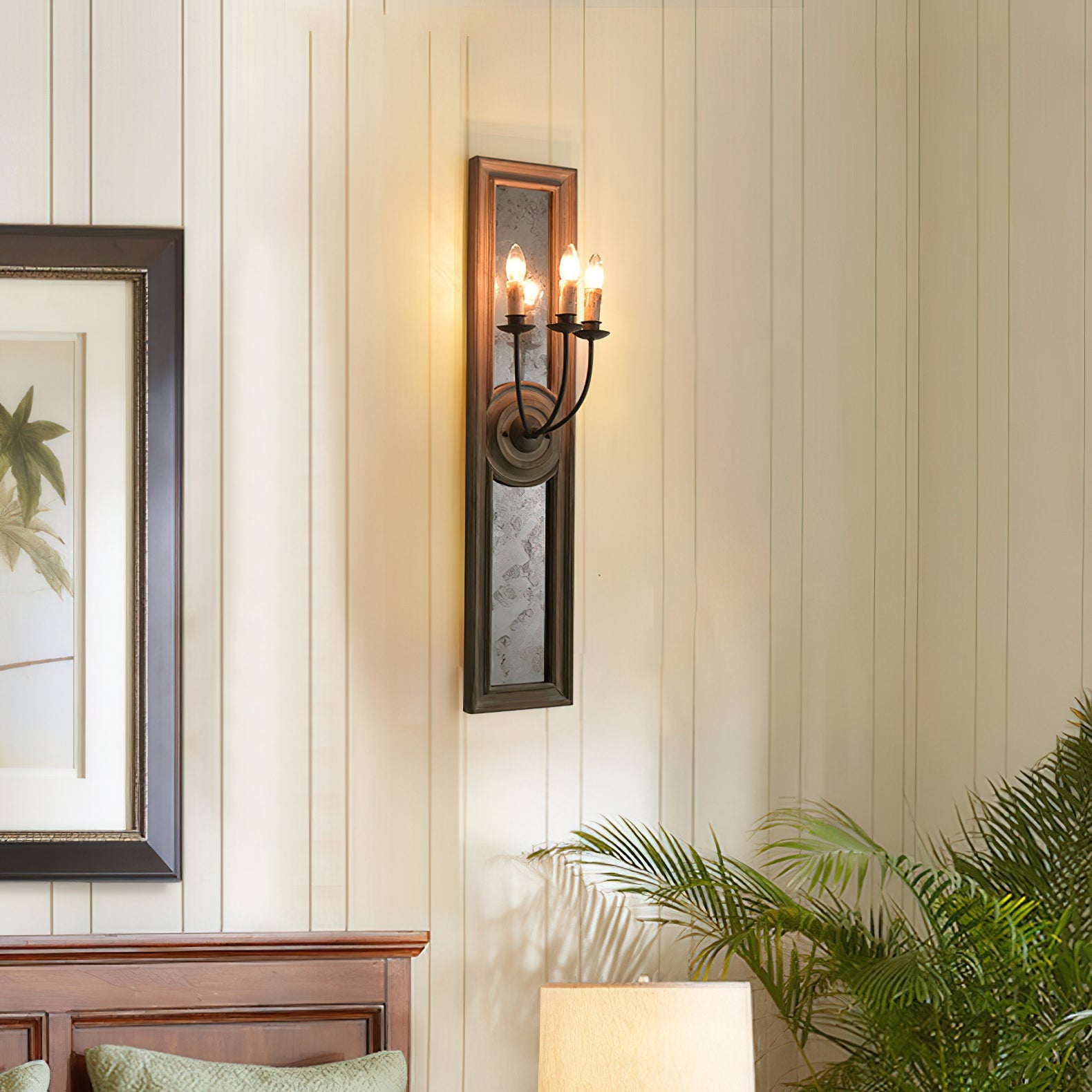 Phasis 3-Light Mirrored Elegance Vintage Metal Sconce Wall Lamp - Lamp Copper